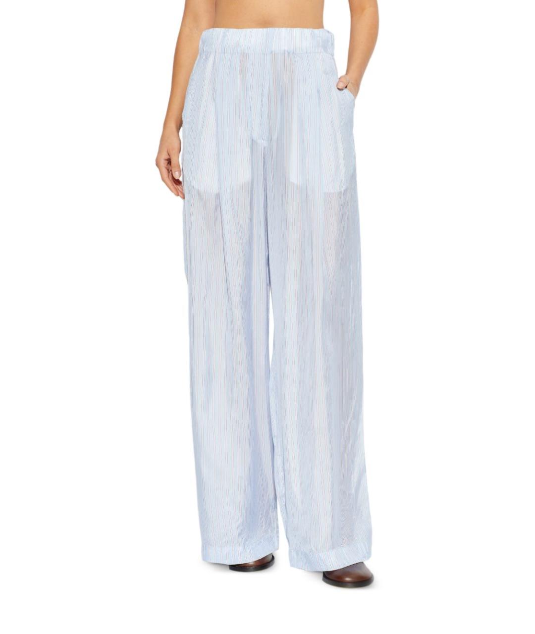 DRIES VAN NOTEN Голубые вискозные прямые брюки, фото 3