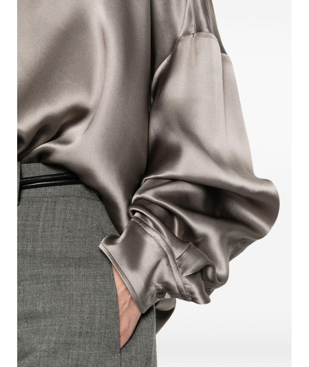 DRIES VAN NOTEN Серая шелковая рубашка, фото 5