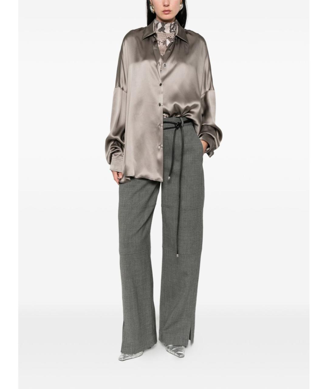 DRIES VAN NOTEN Серая шелковая рубашка, фото 4