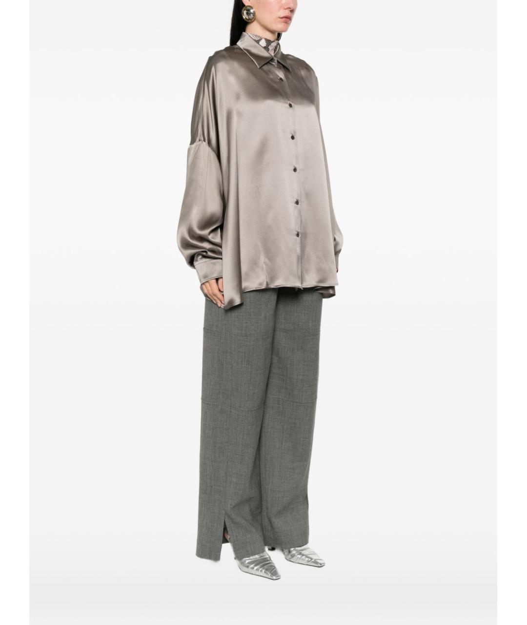 DRIES VAN NOTEN Серая шелковая рубашка, фото 3