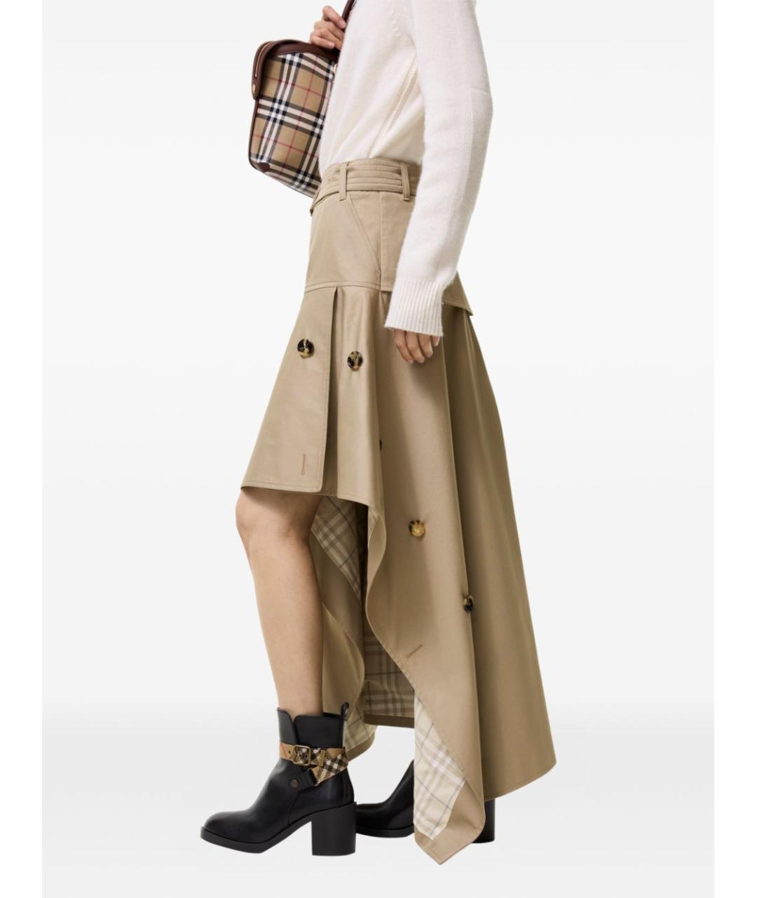 BURBERRY Бежевая хлопковая юбка макси, фото 3