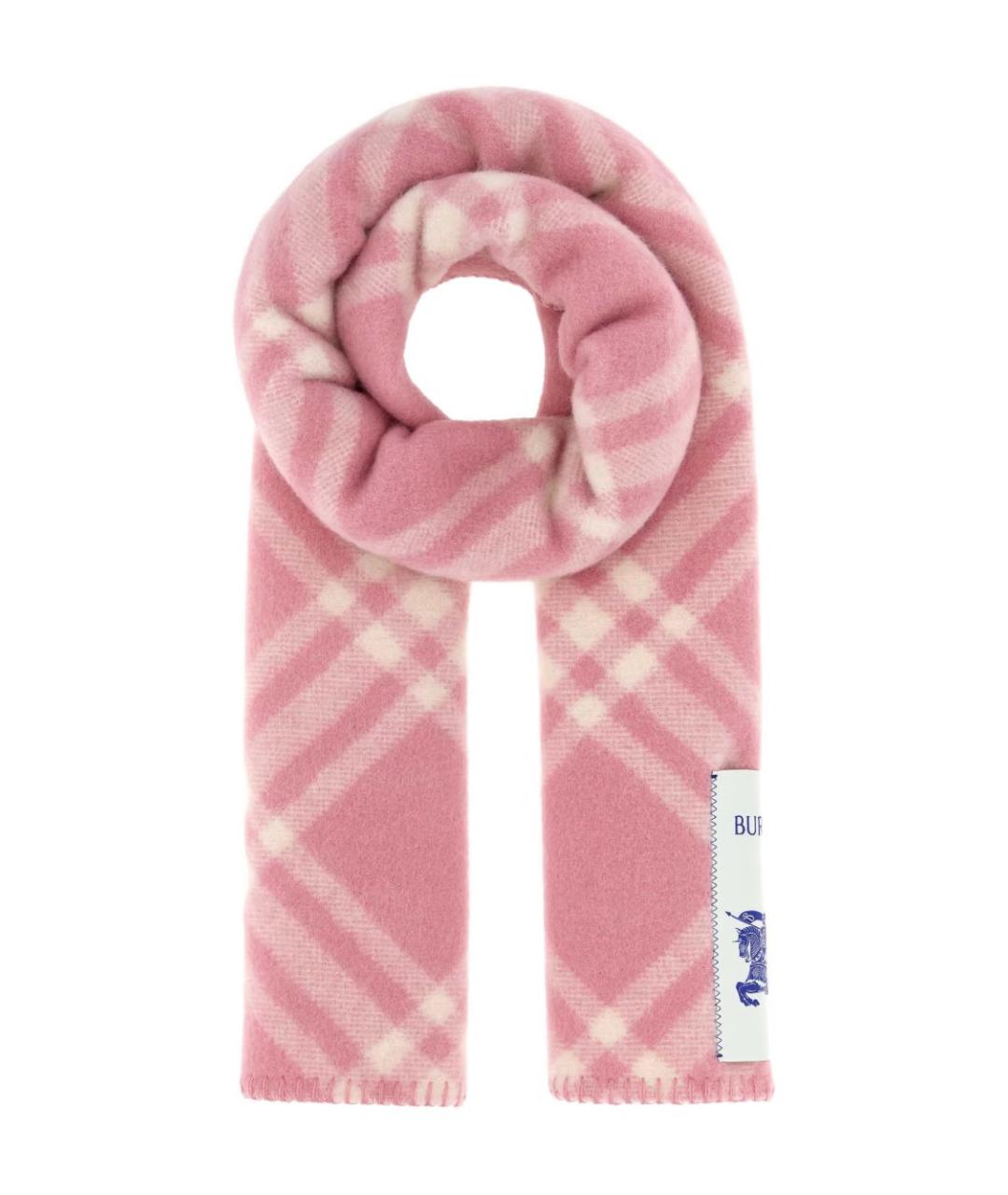 BURBERRY Розовый шерстяной шарф, фото 1
