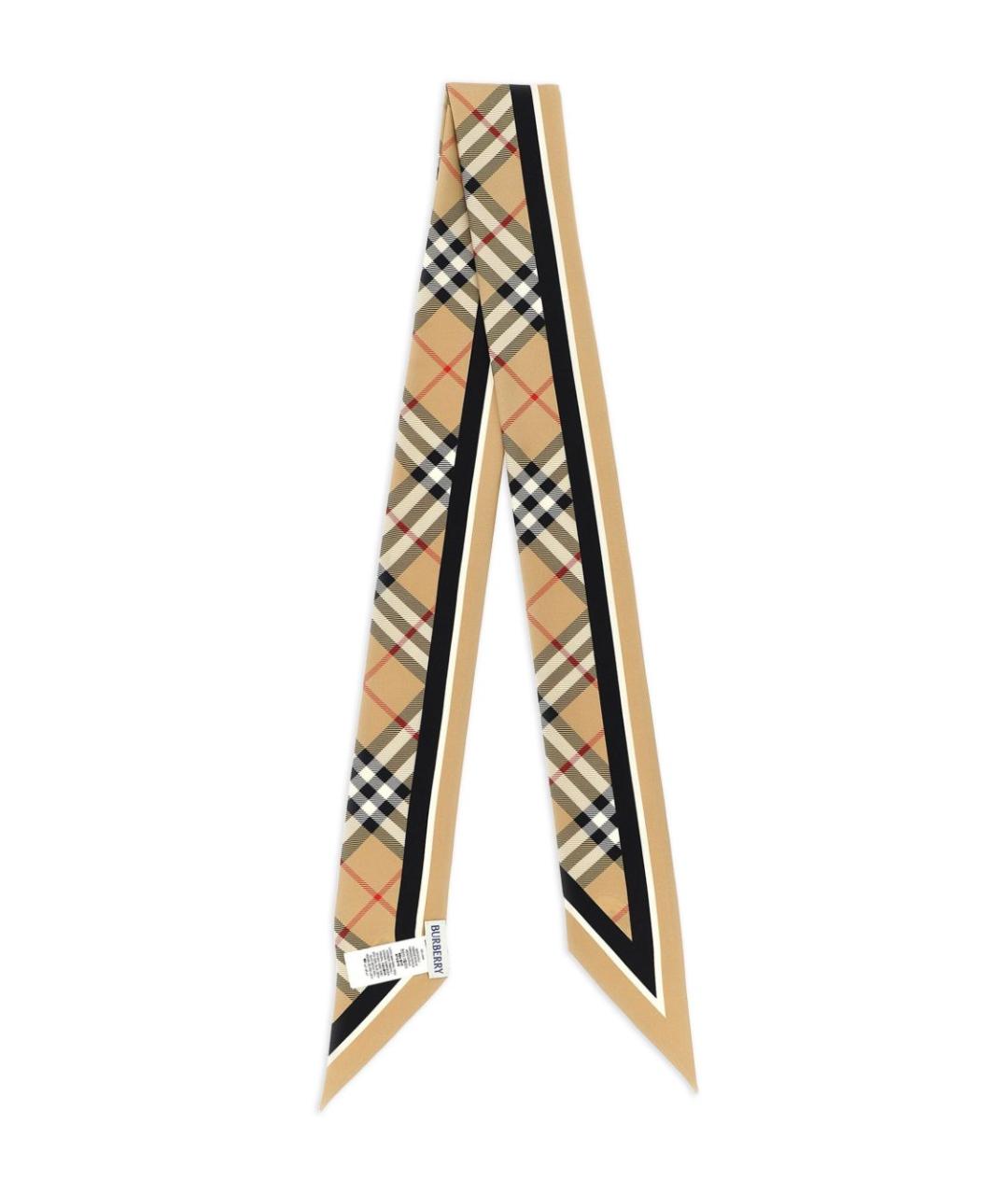 BURBERRY Бежевый шелковый шарф, фото 2
