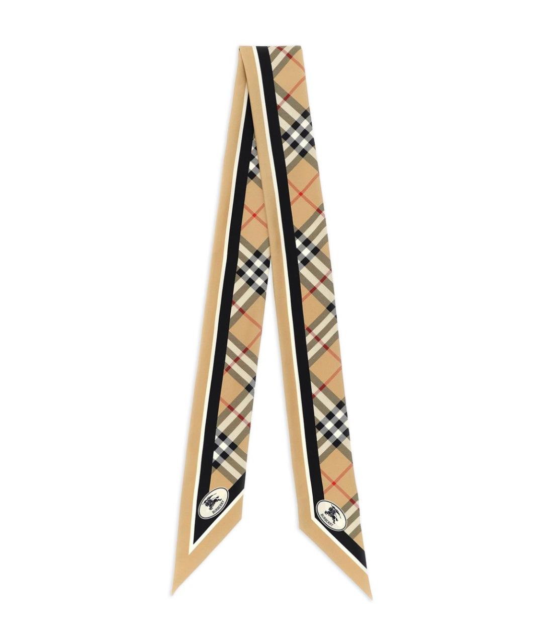BURBERRY Бежевый шелковый шарф, фото 1