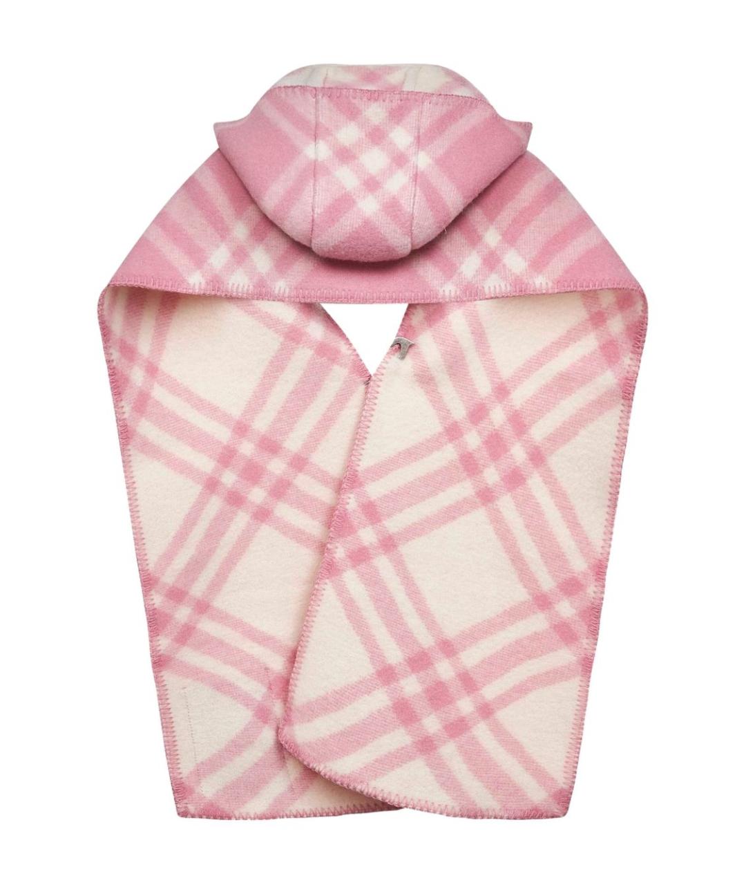 BURBERRY Розовый шерстяной шарф, фото 2