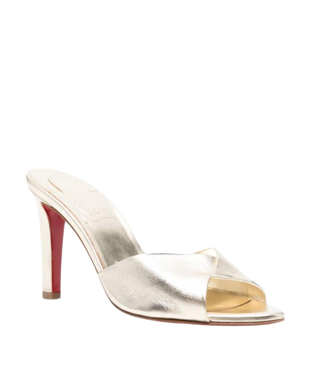 CHRISTIAN LOUBOUTIN Серебряные кожаные мюли, фото 1