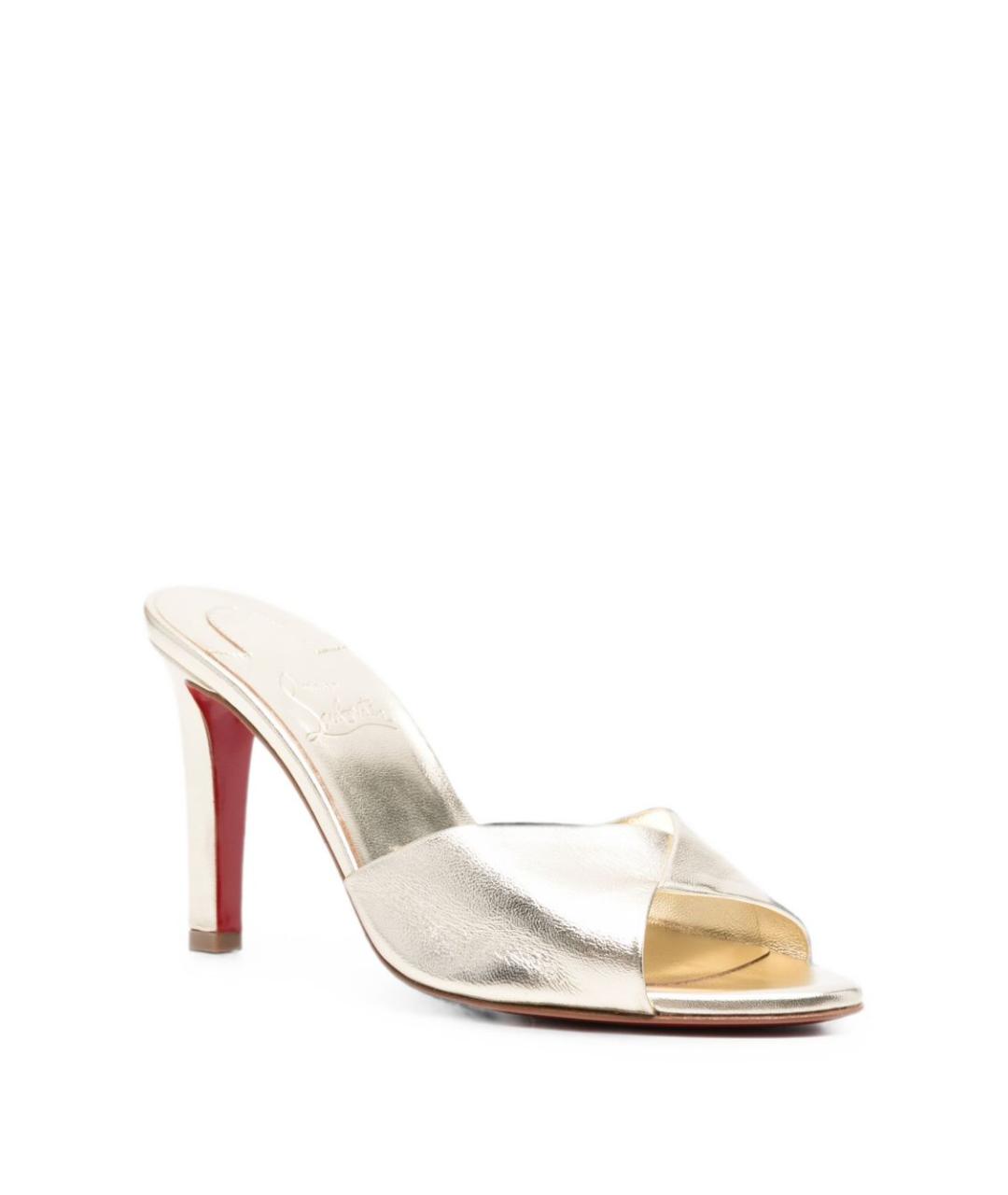 CHRISTIAN LOUBOUTIN Серебряные кожаные мюли, фото 3