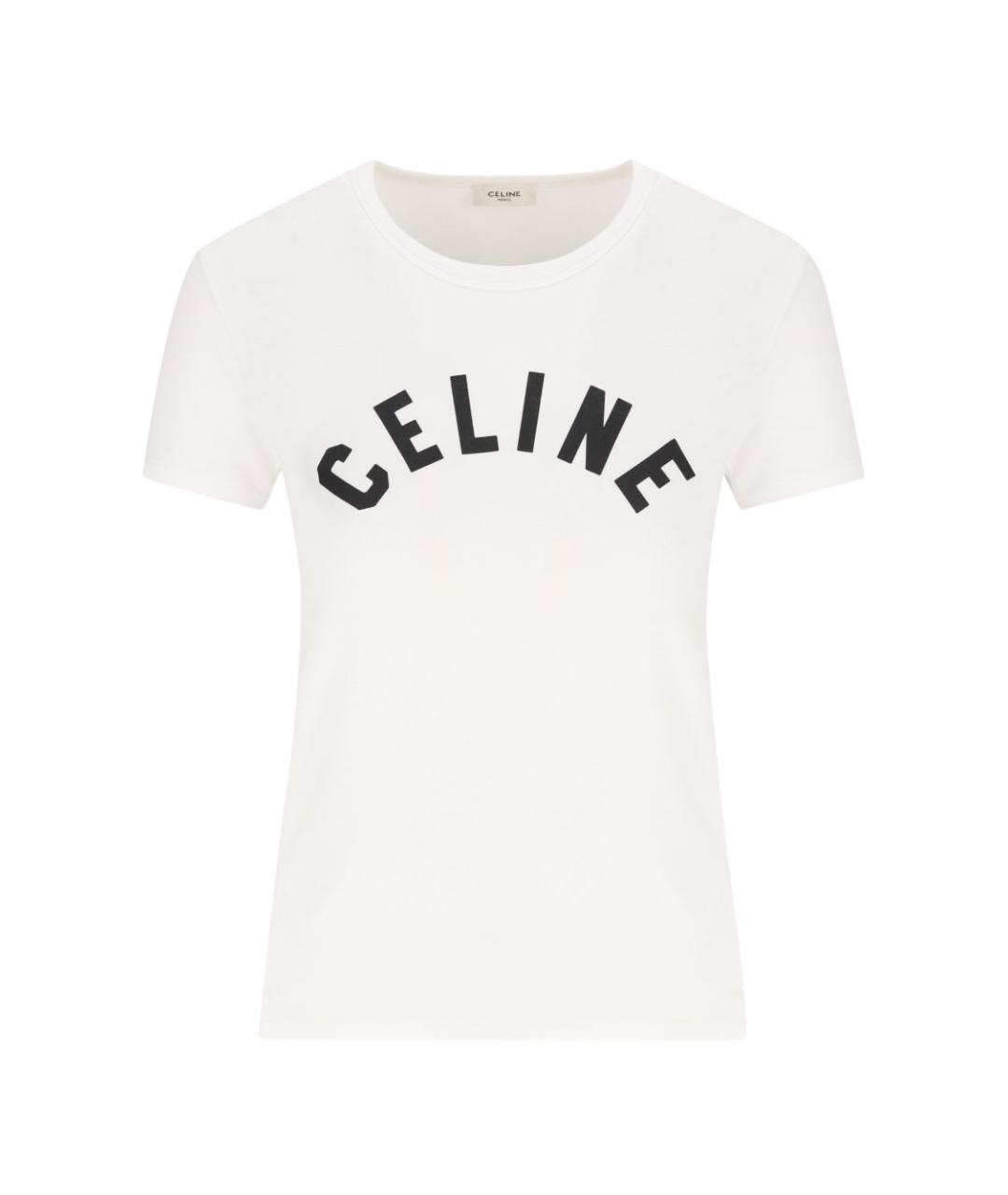 CELINE Белая хлопковая футболка, фото 1