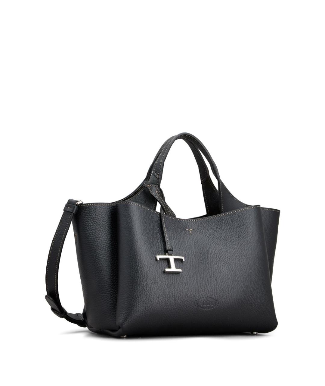 TOD'S Черная кожаная сумка тоут, фото 2