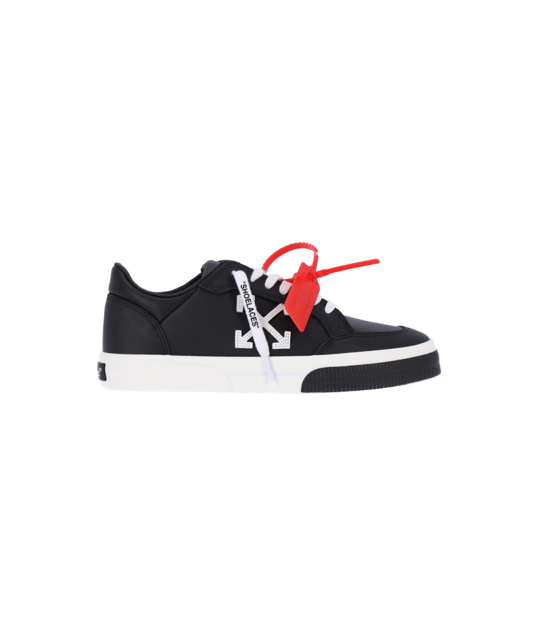 OFF-WHITE Черные кожаные низкие кроссовки / кеды, фото 1