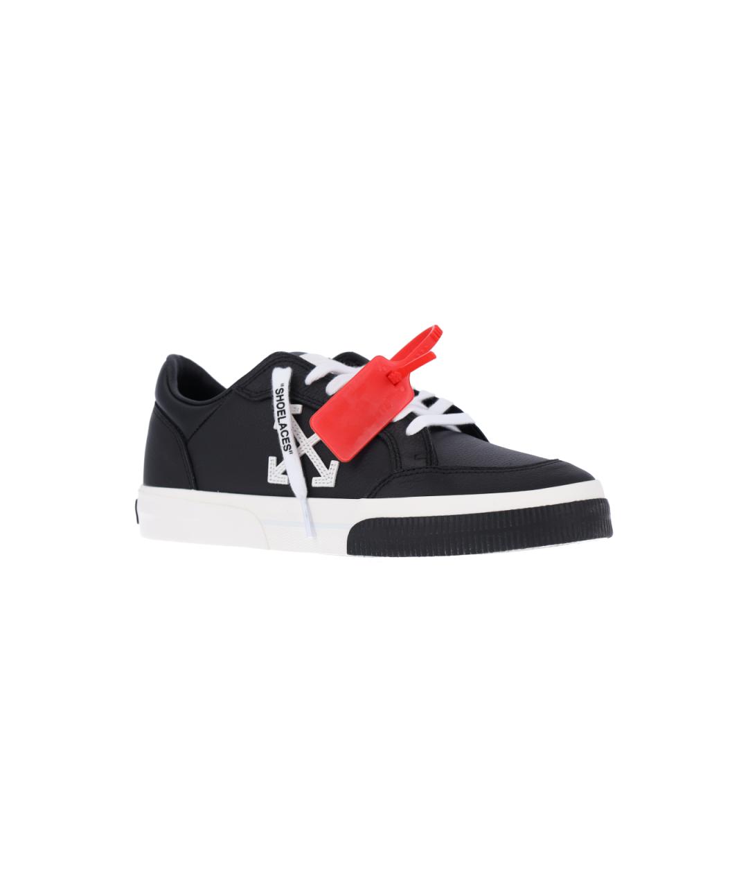 OFF-WHITE Черные кожаные низкие кроссовки / кеды, фото 2