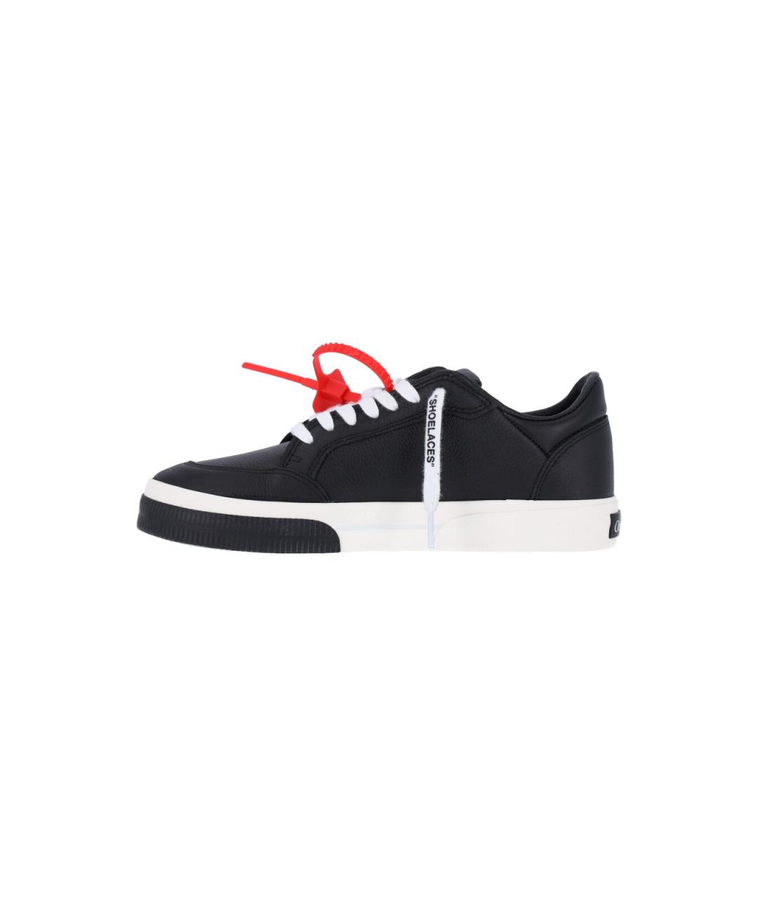 OFF-WHITE Черные кожаные низкие кроссовки / кеды, фото 3
