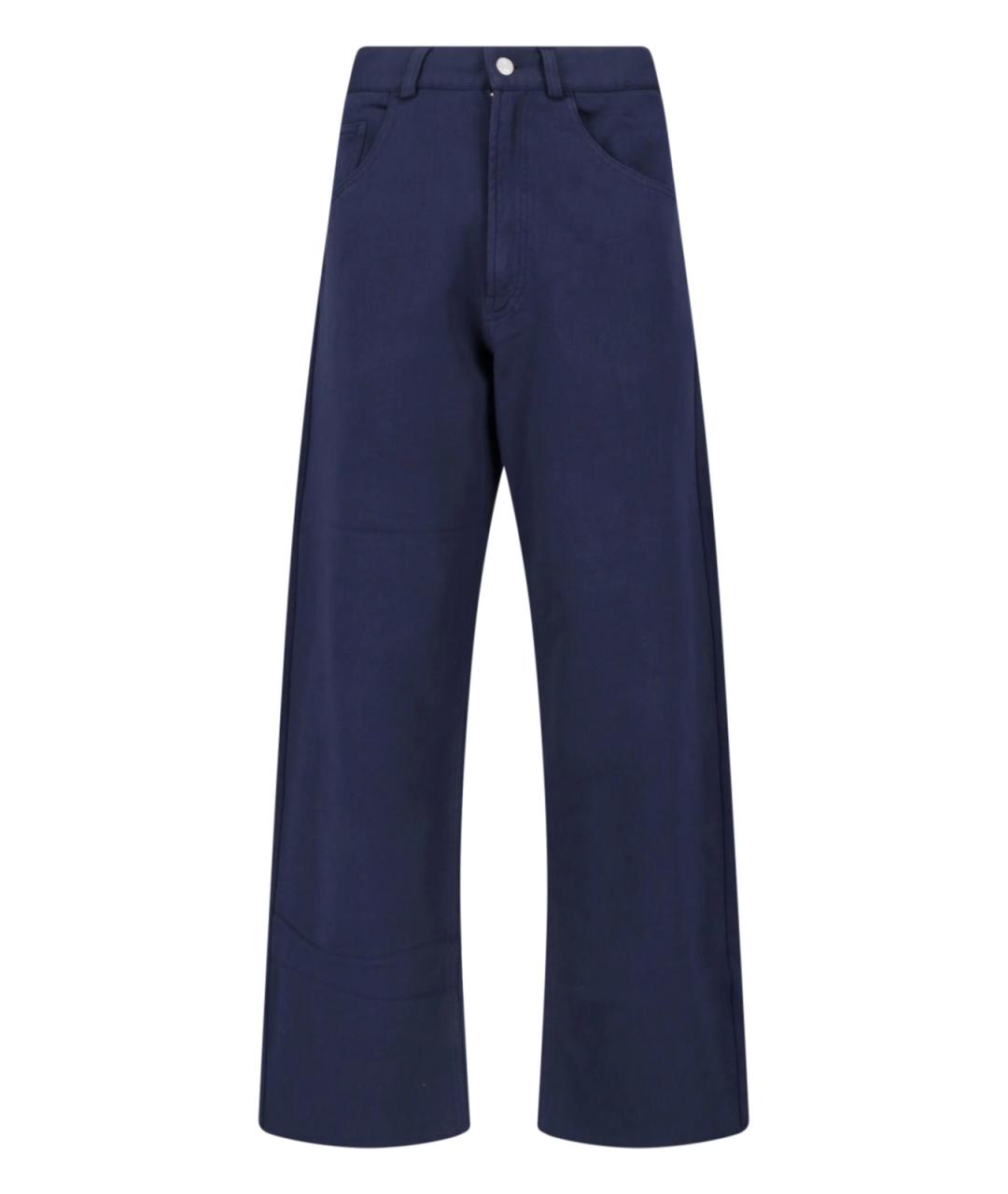 MM6 MAISON MARGIELA Синие хлопковые прямые брюки, фото 1