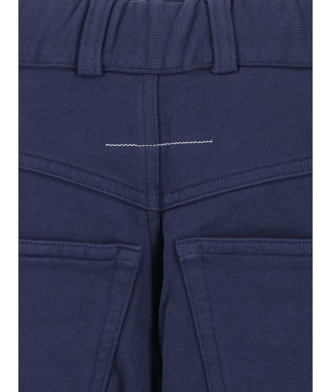 MM6 MAISON MARGIELA Синие хлопковые прямые брюки, фото 5