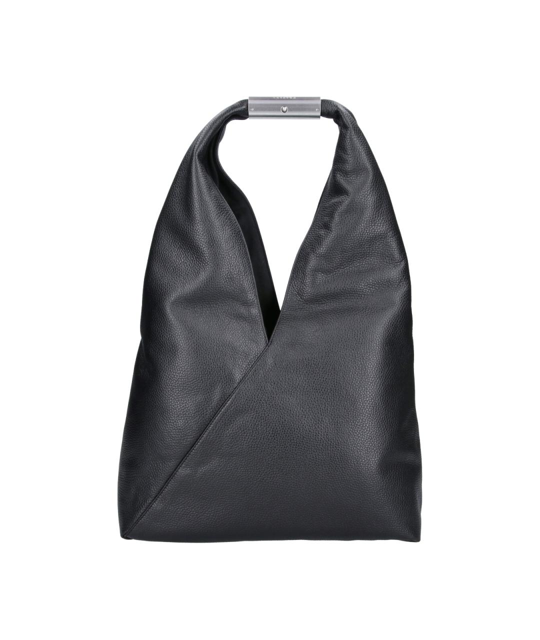 MM6 MAISON MARGIELA Черная кожаная сумка с короткими ручками, фото 1