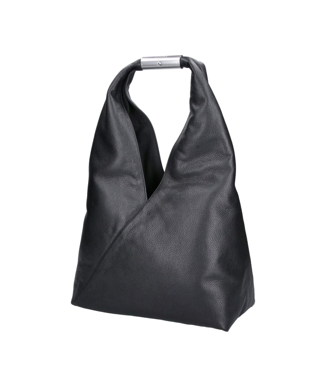 MM6 MAISON MARGIELA Черная кожаная сумка с короткими ручками, фото 2