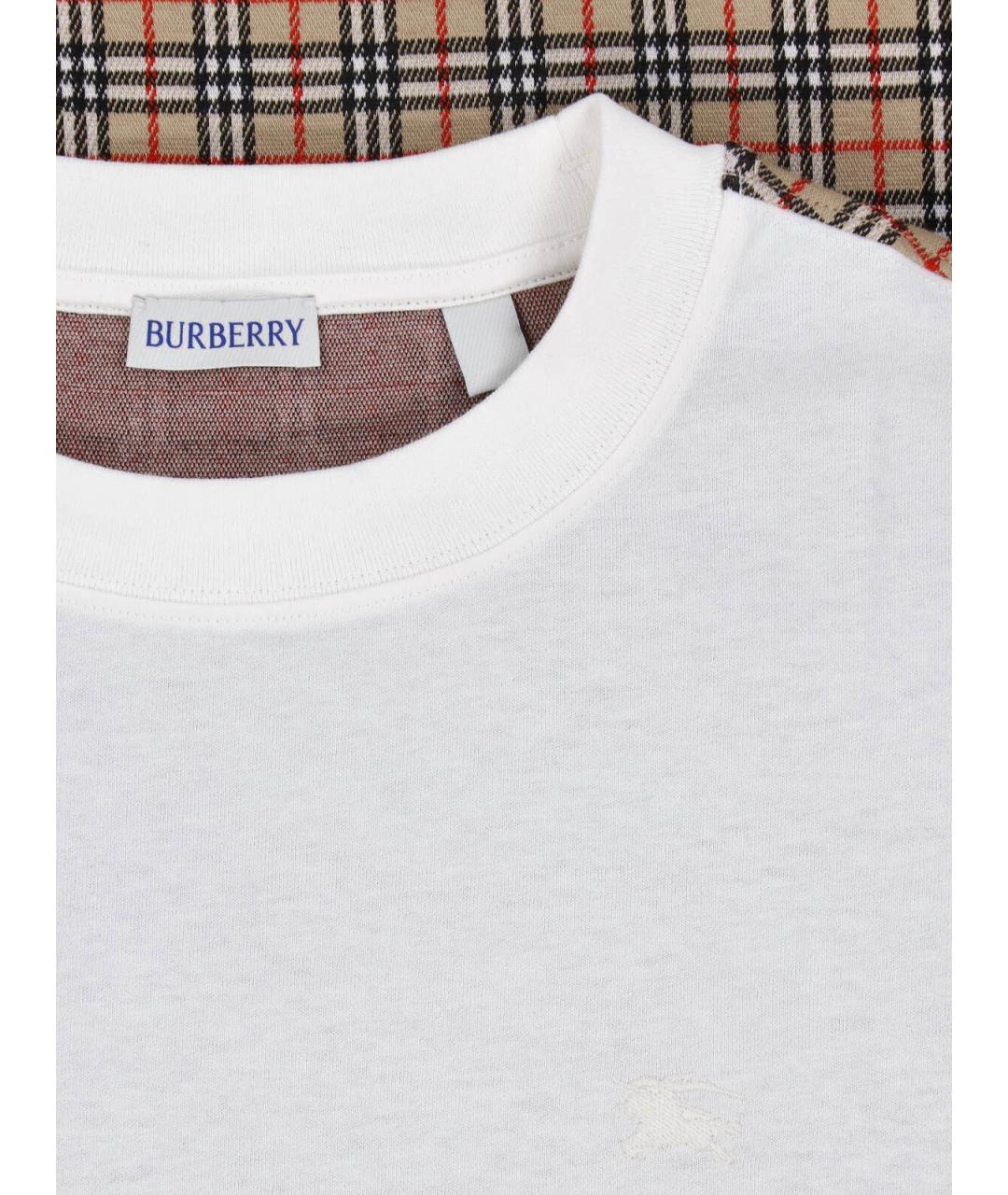 BURBERRY Белая хлопковая футболка, фото 3