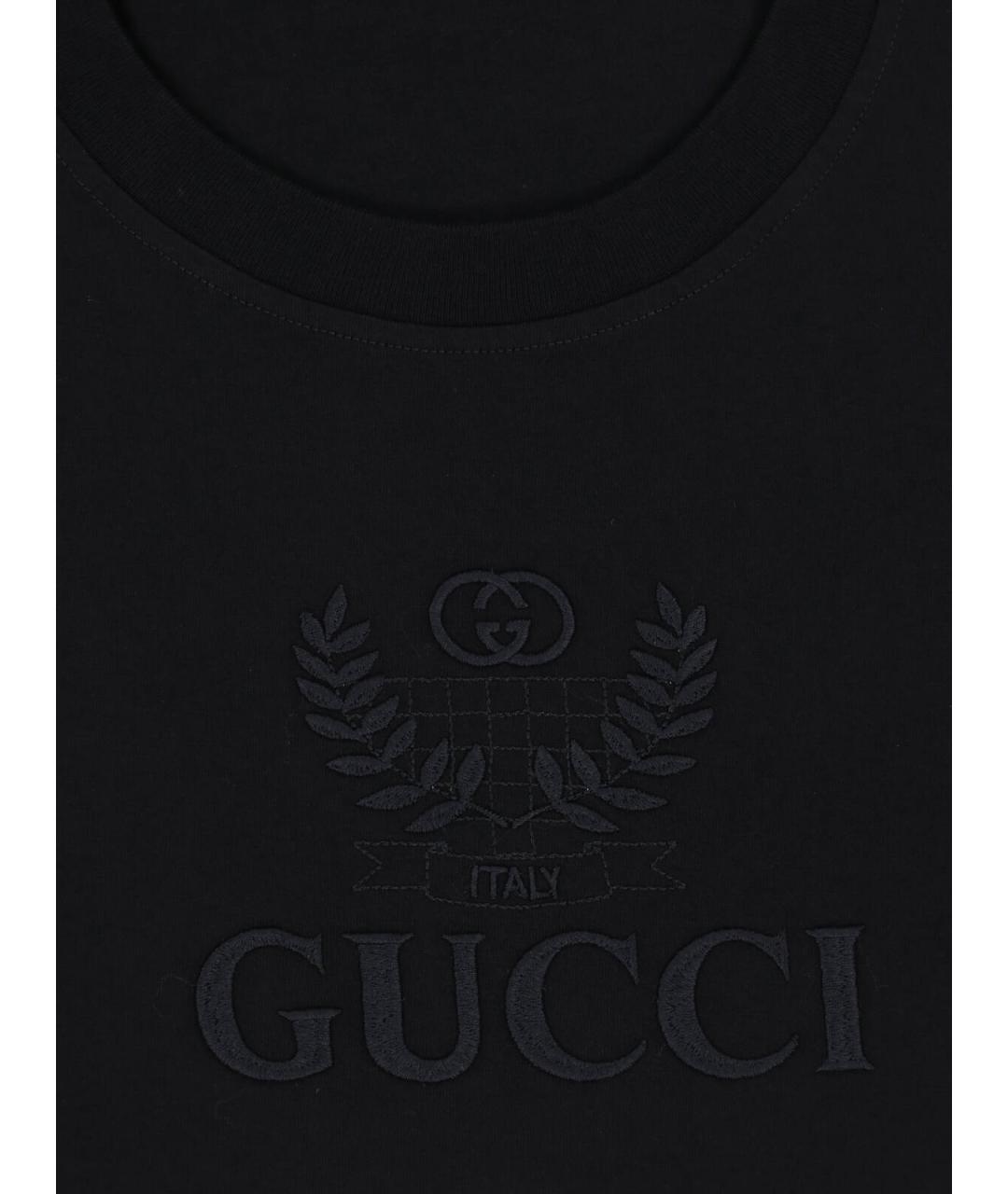 GUCCI Черная хлопковая футболка, фото 3