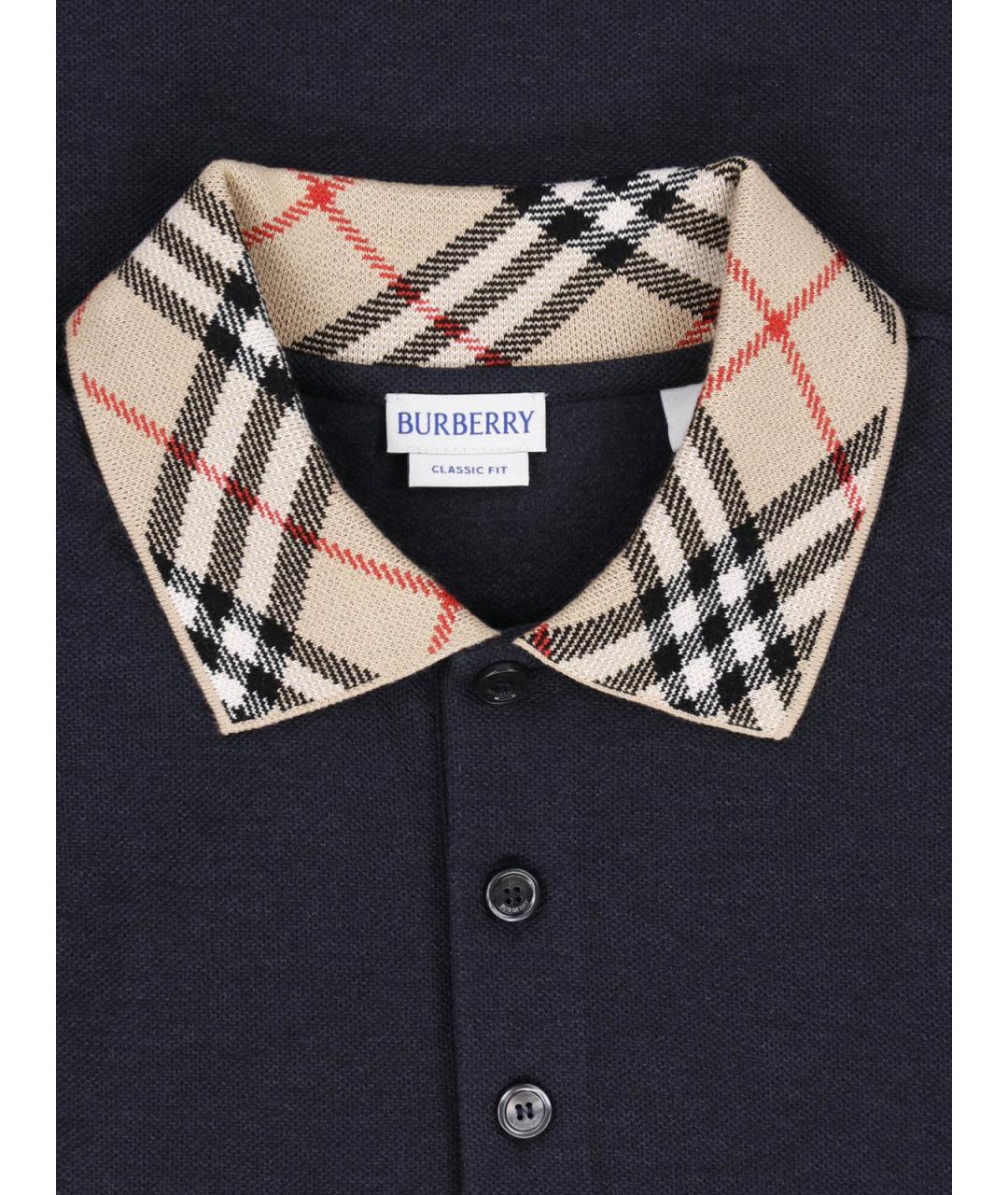 BURBERRY Серое хлопковое поло с коротким рукавом, фото 3