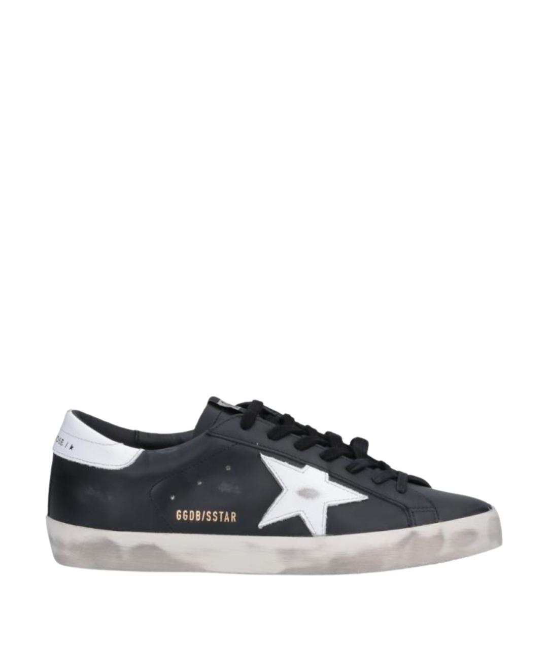 GOLDEN GOOSE Черные кожаные низкие кроссовки / кеды, фото 1