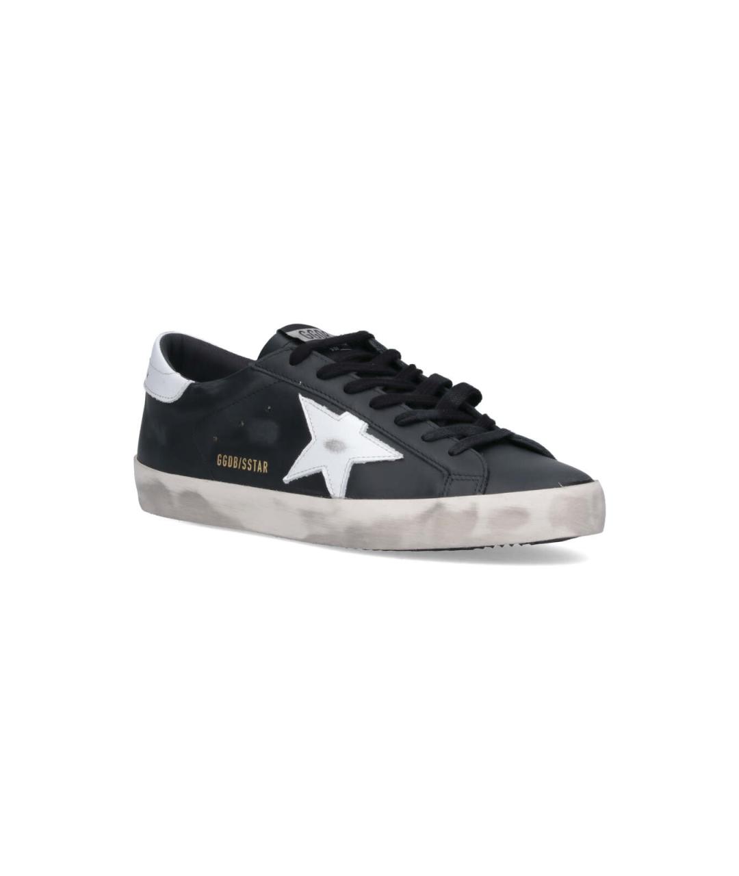 GOLDEN GOOSE Черные кожаные низкие кроссовки / кеды, фото 2