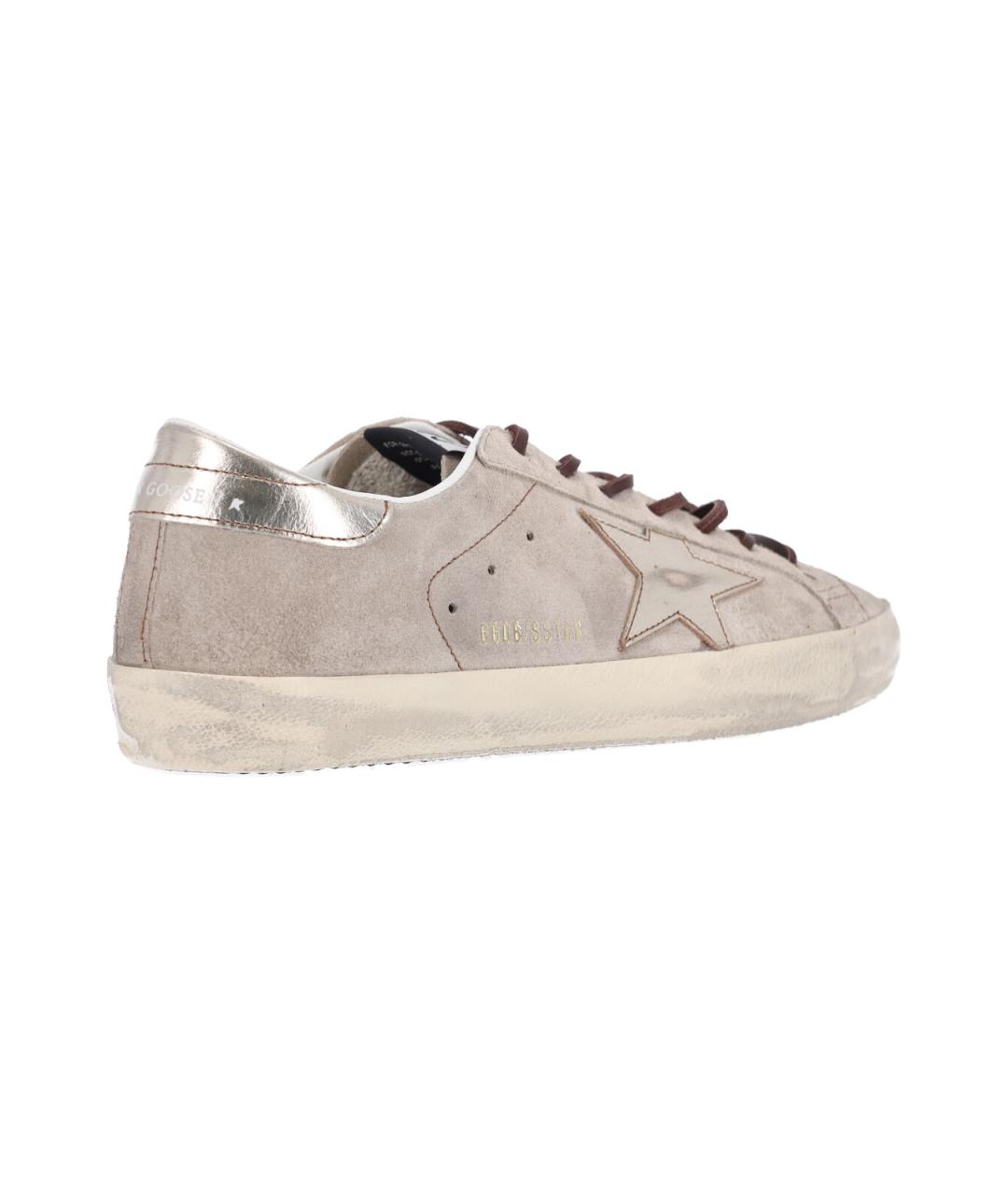 GOLDEN GOOSE Бежевые замшевые низкие кроссовки / кеды, фото 4