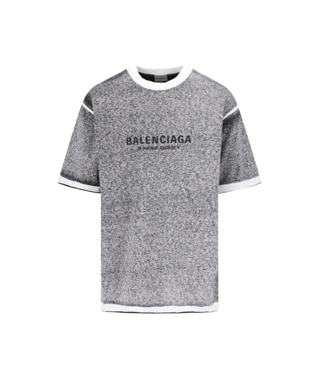 BALENCIAGA Серая хлопковая футболка, фото 1