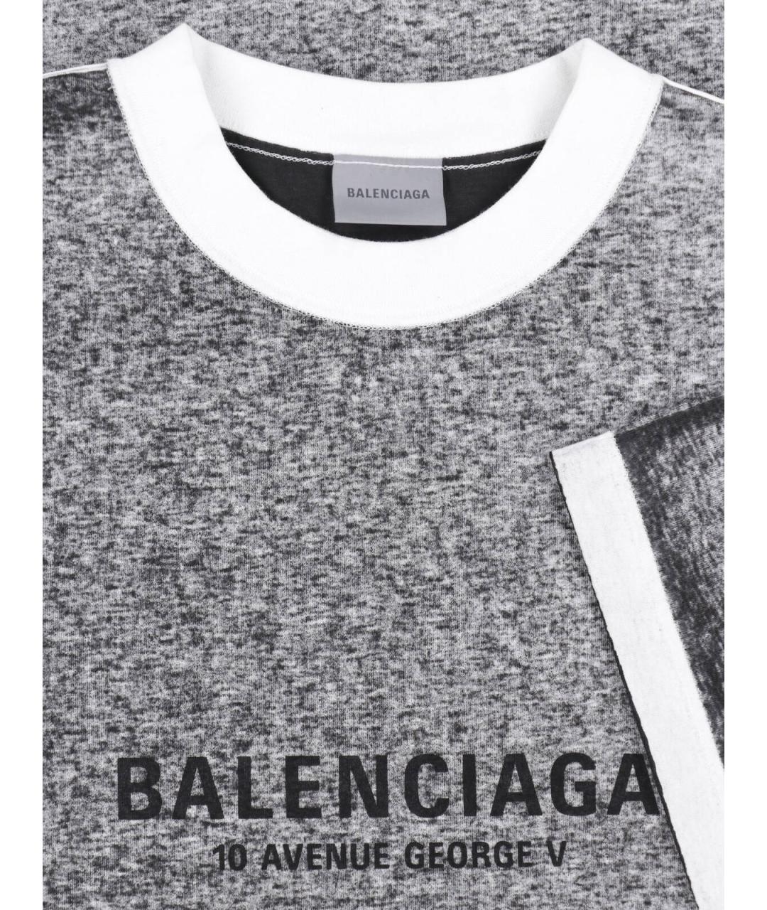 BALENCIAGA Серая хлопковая футболка, фото 3
