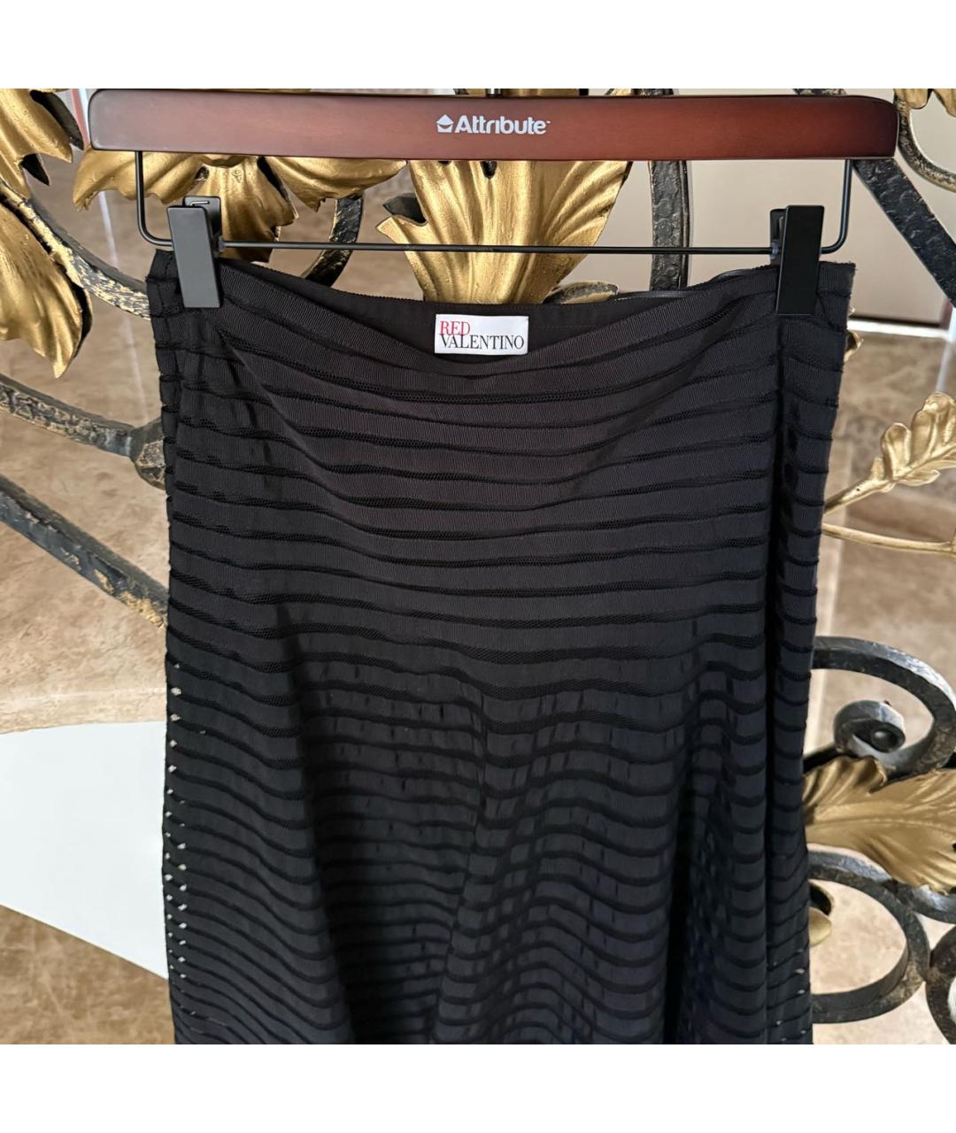 RED VALENTINO Черная вискозная юбка миди, фото 3