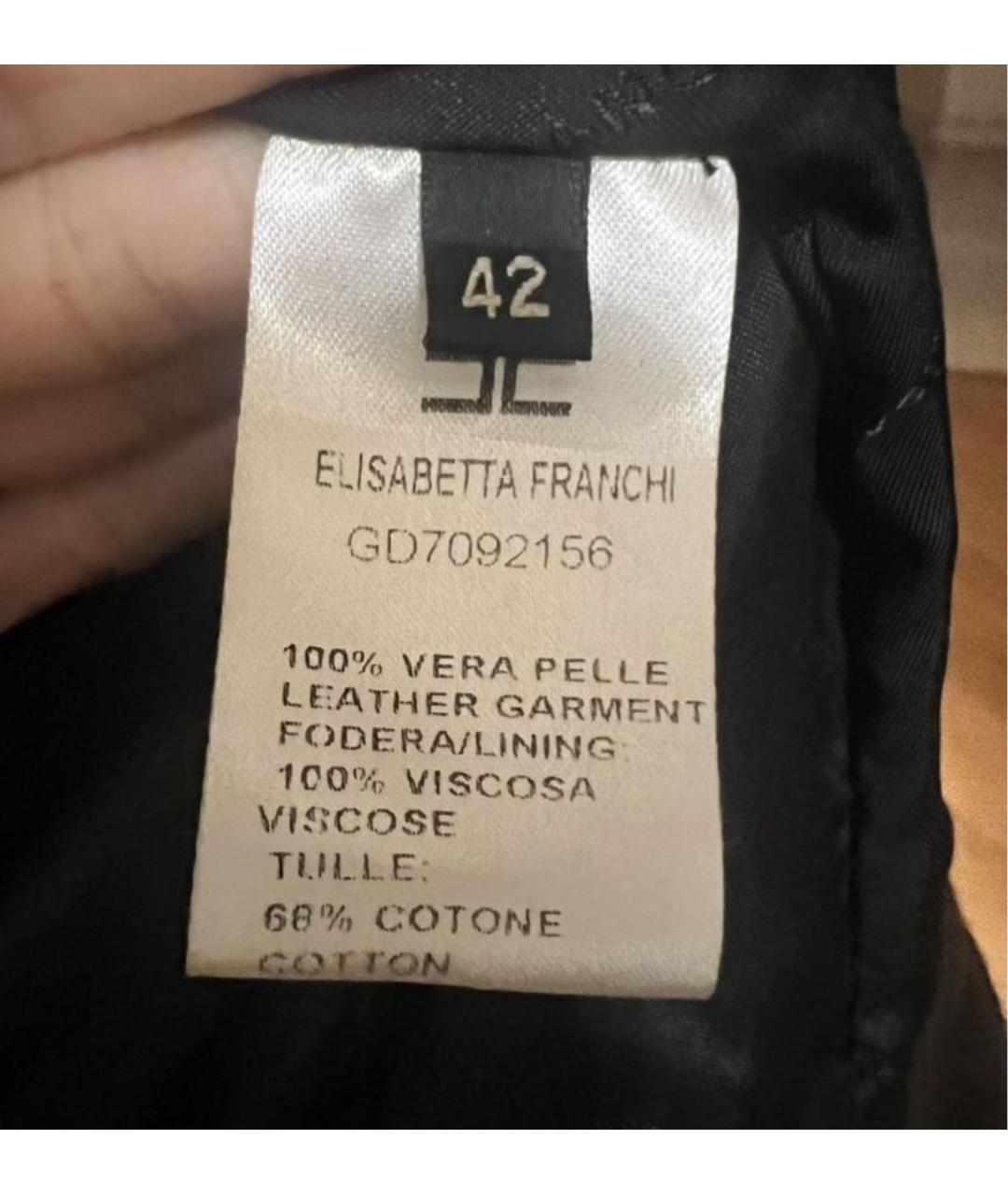 ELISABETTA FRANCHI Черная кожаная куртка, фото 4