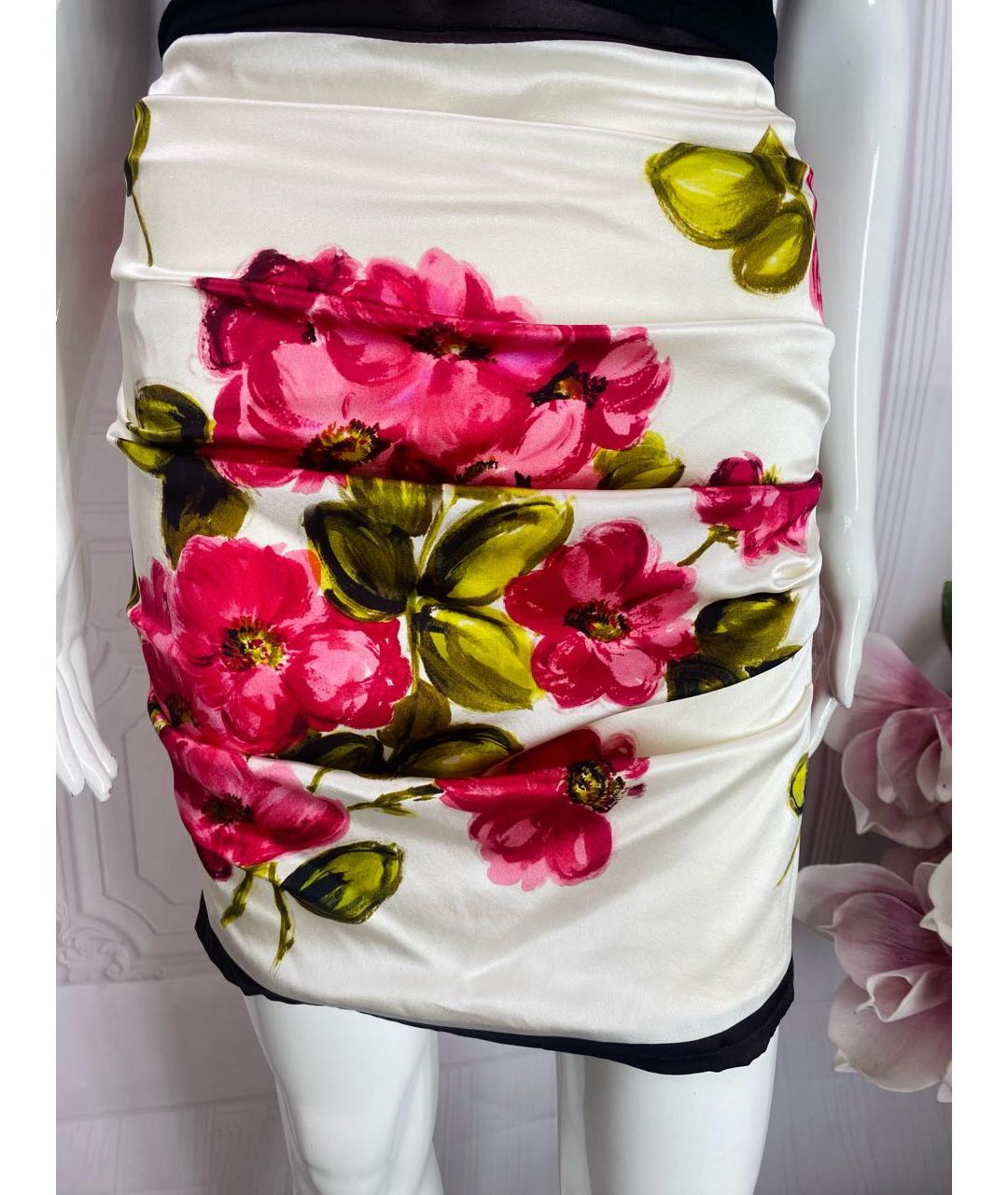 DOLCE&GABBANA Мульти шелковая юбка мини, фото 5
