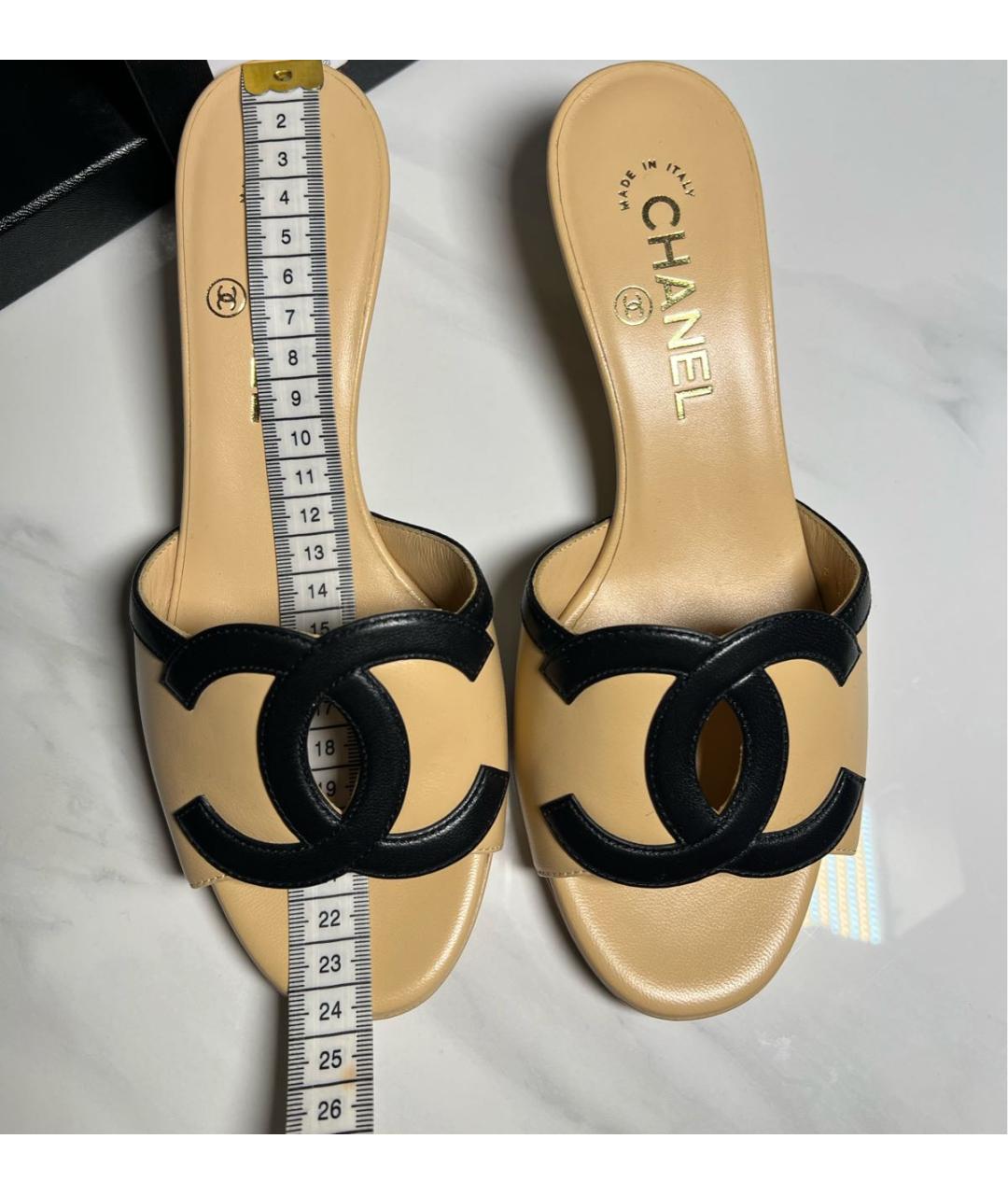CHANEL Бежевые кожаные мюли, фото 5