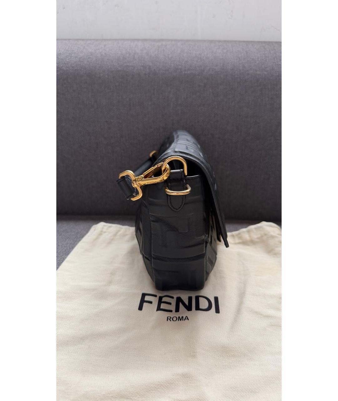 FENDI Черная кожаная сумка с короткими ручками, фото 8