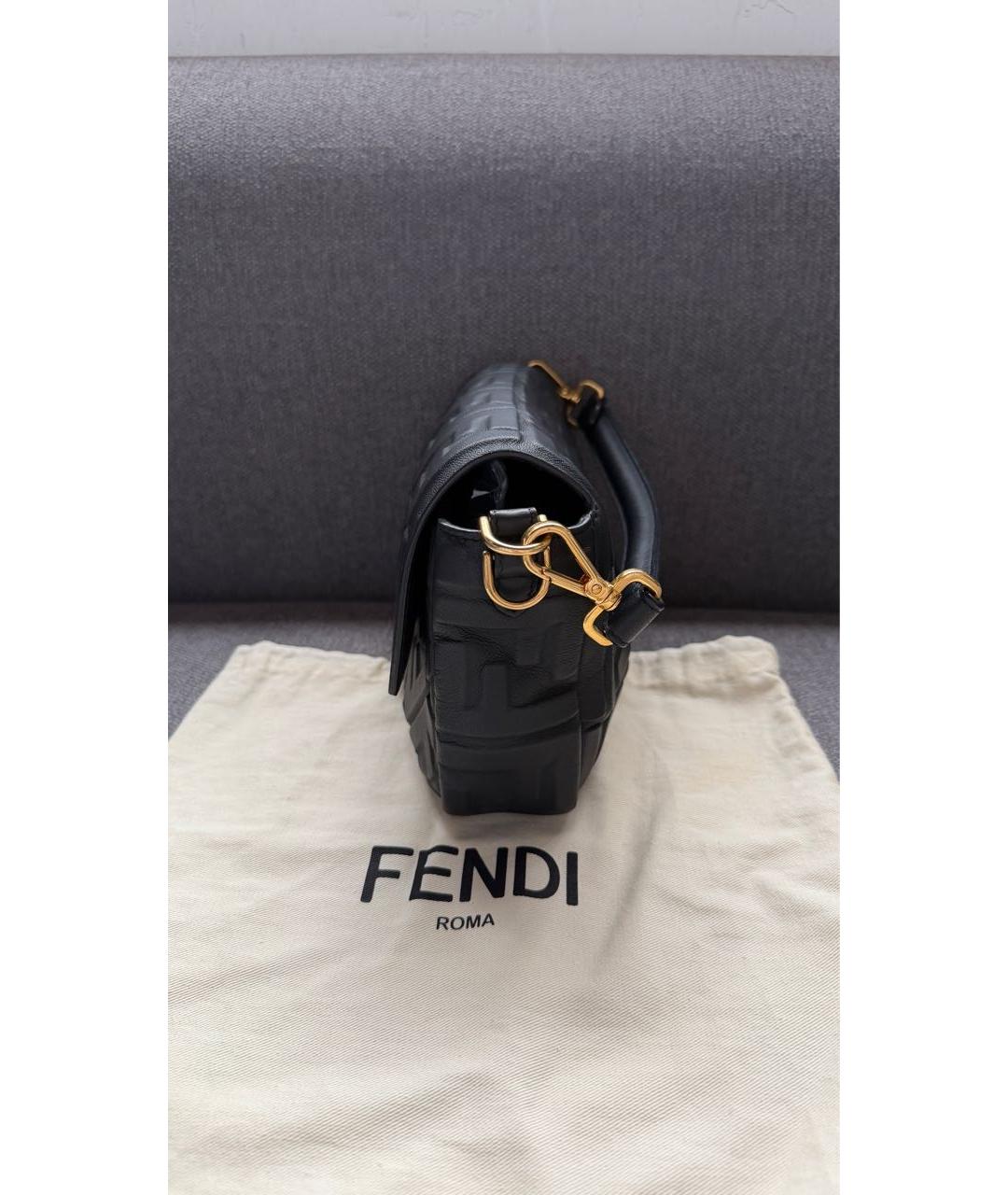 FENDI Черная кожаная сумка с короткими ручками, фото 7