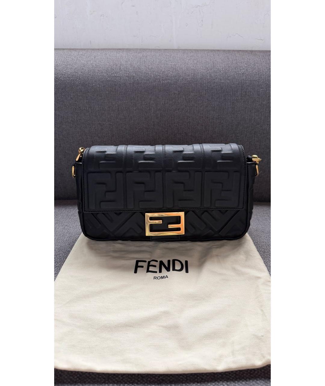 FENDI Черная кожаная сумка с короткими ручками, фото 2