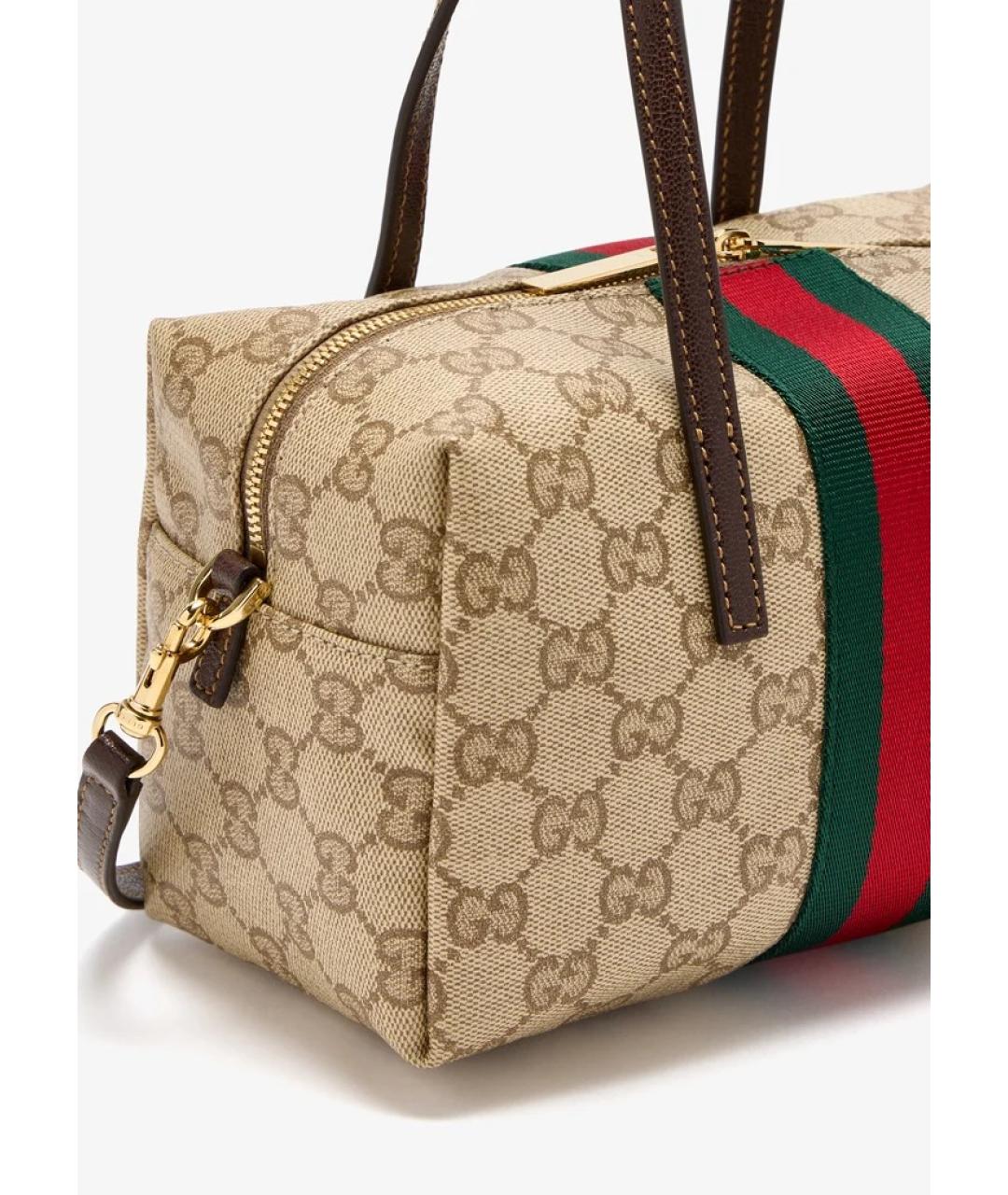 GUCCI Бежевая хлопковая сумка с короткими ручками, фото 2