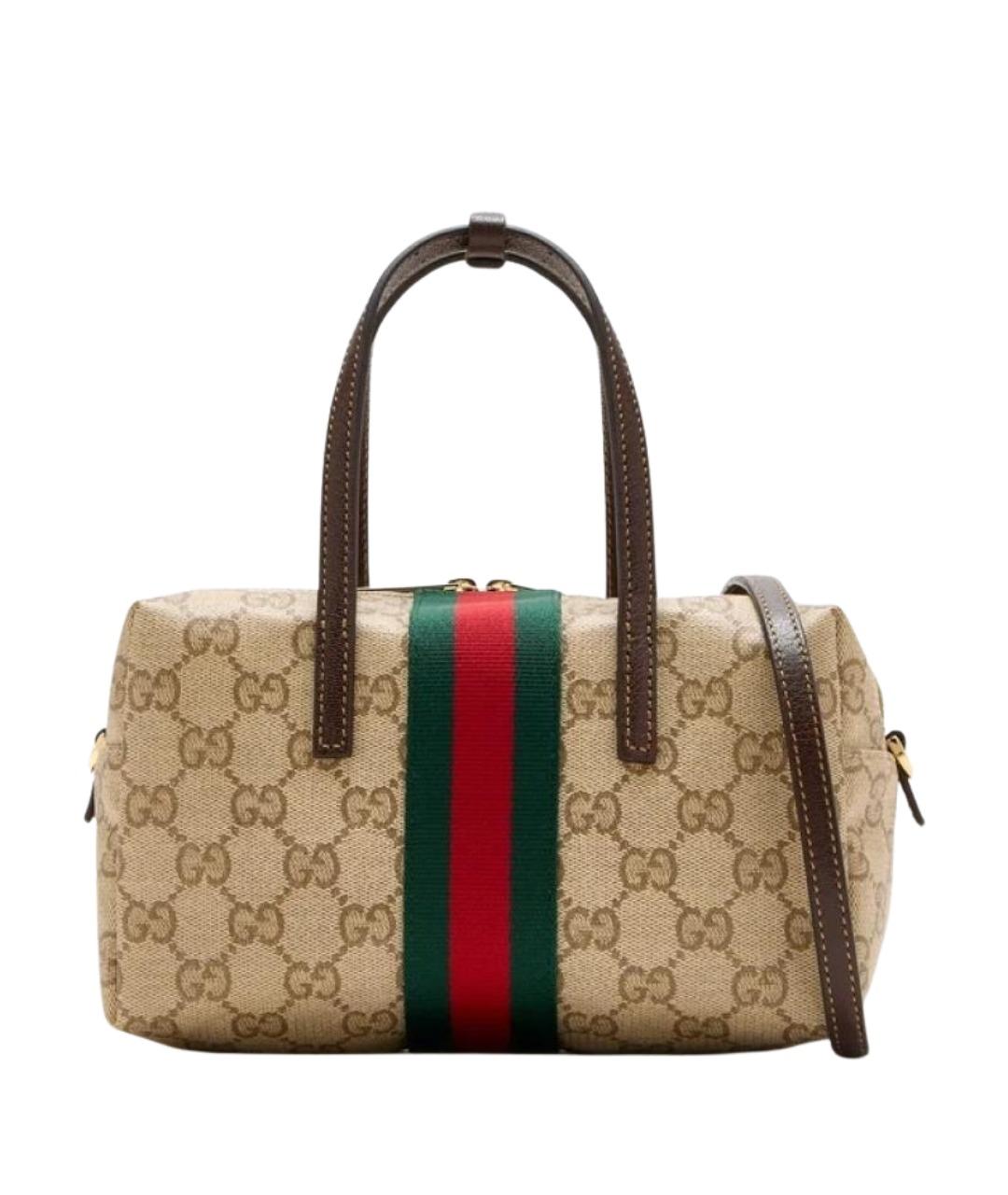 GUCCI Бежевая хлопковая сумка с короткими ручками, фото 1