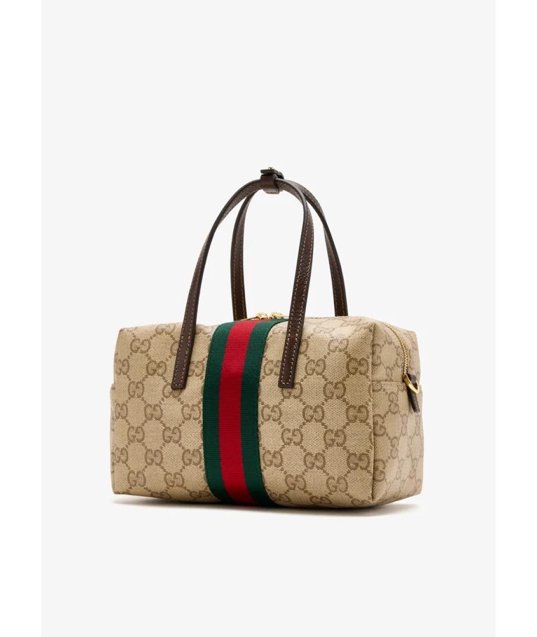 GUCCI Бежевая хлопковая сумка с короткими ручками, фото 4