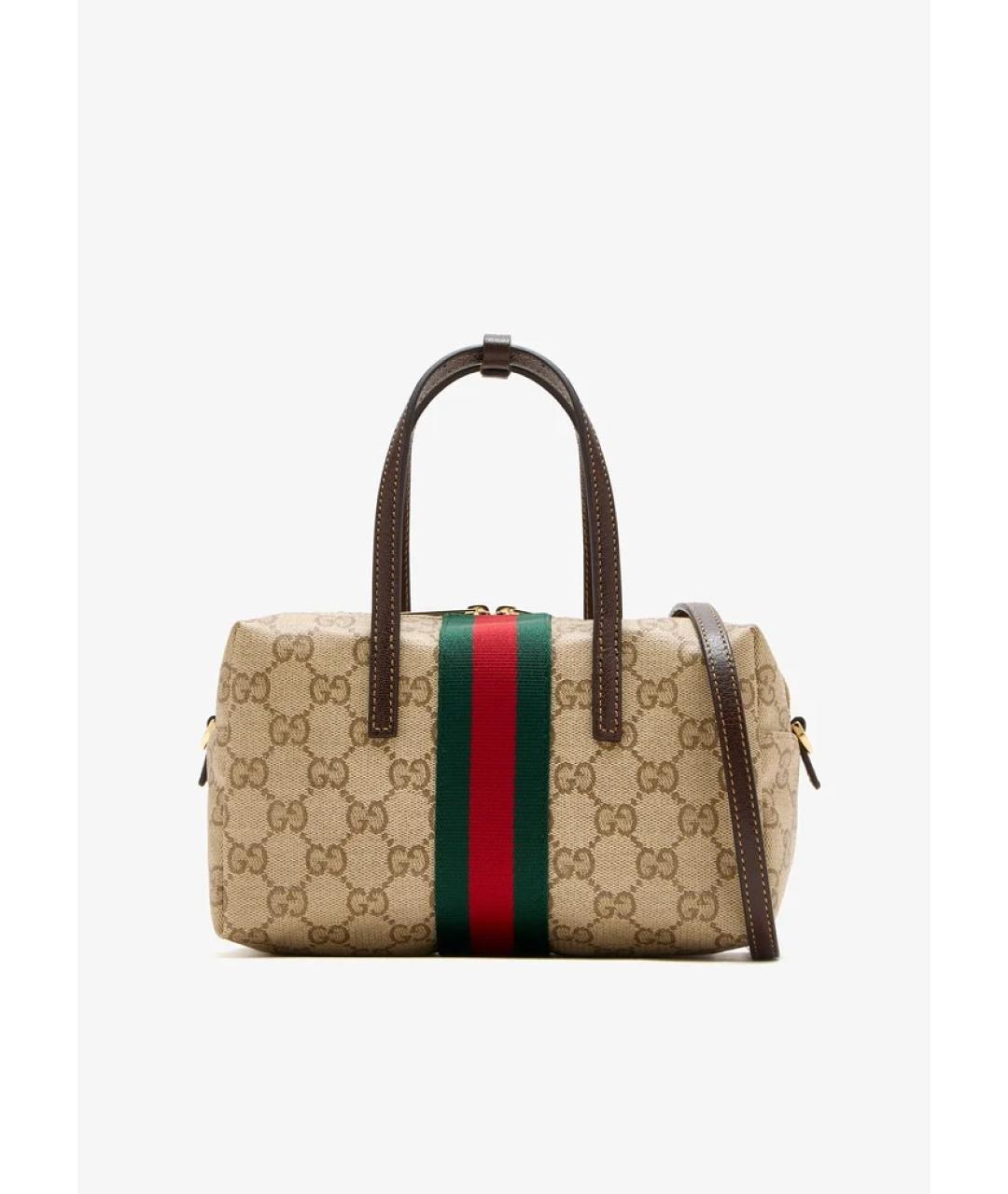GUCCI Бежевая хлопковая сумка с короткими ручками, фото 5