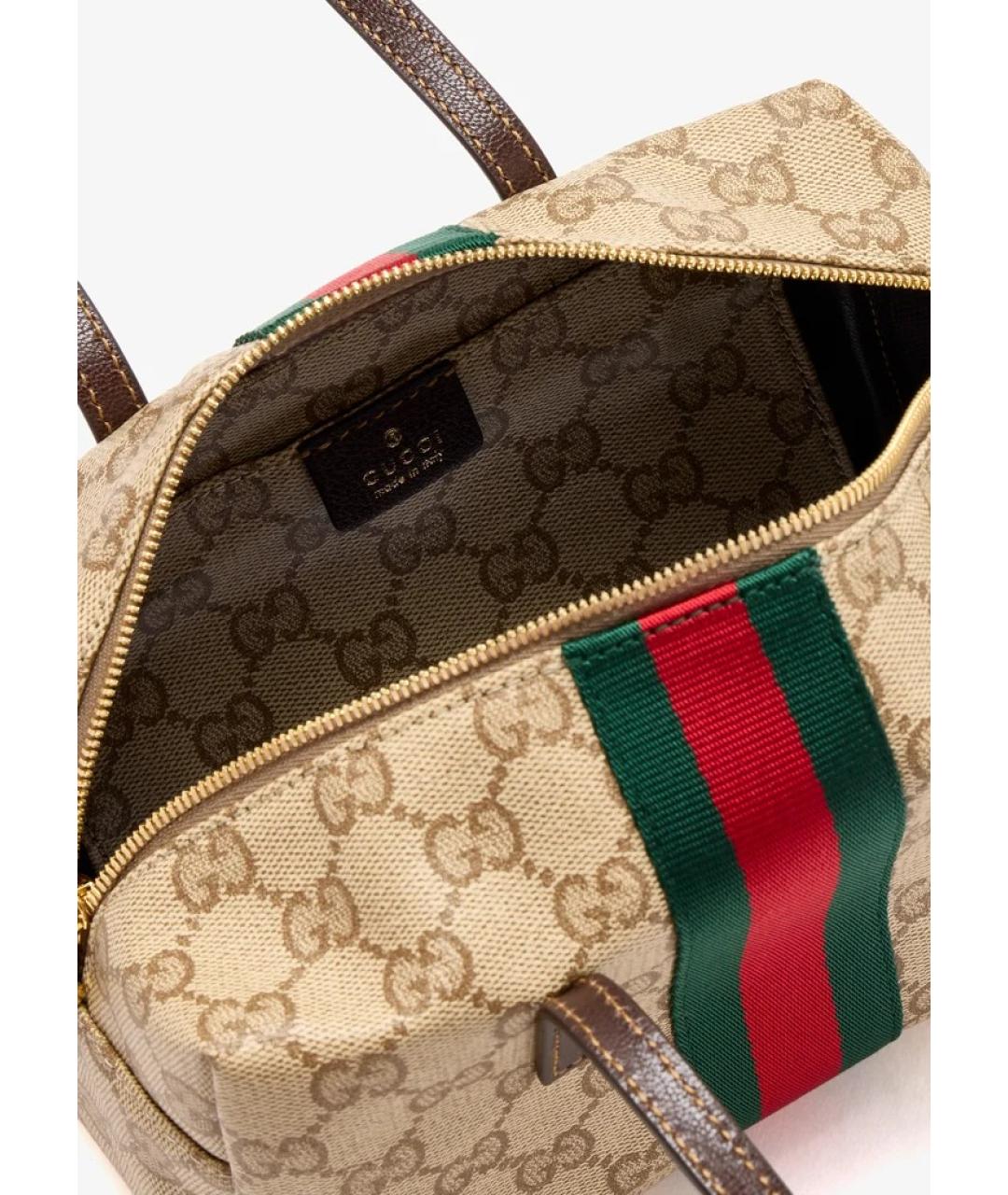 GUCCI Бежевая хлопковая сумка с короткими ручками, фото 3