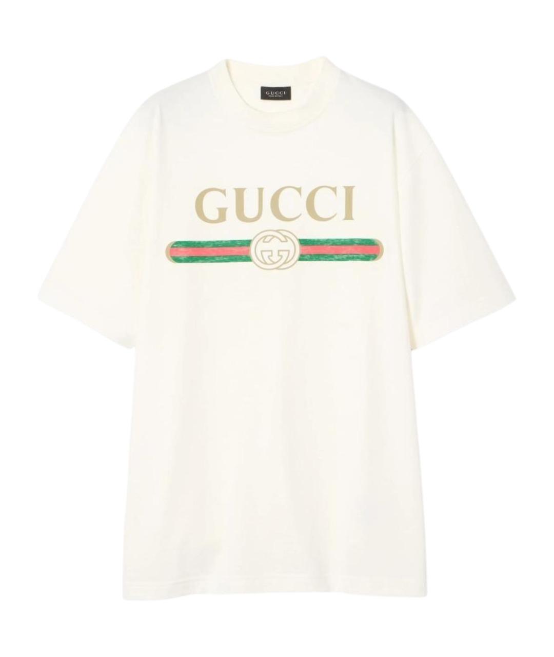 GUCCI Белая хлопковая футболка, фото 1
