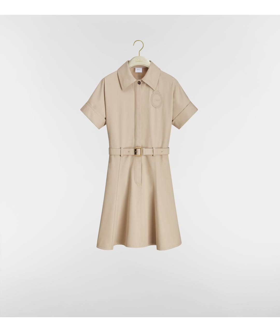 CHRISTIAN DIOR Бежевое хлопковое повседневное платье, фото 4