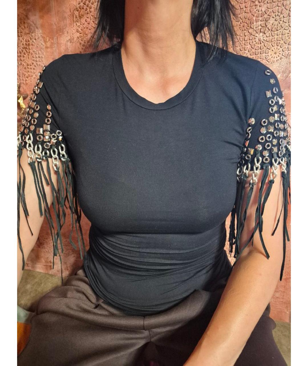 BLUMARINE Черная хлопковая футболка, фото 6