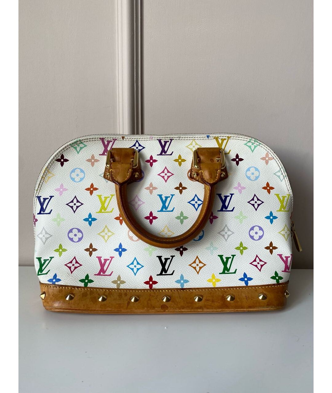 LOUIS VUITTON Белая кожаная сумка тоут, фото 2