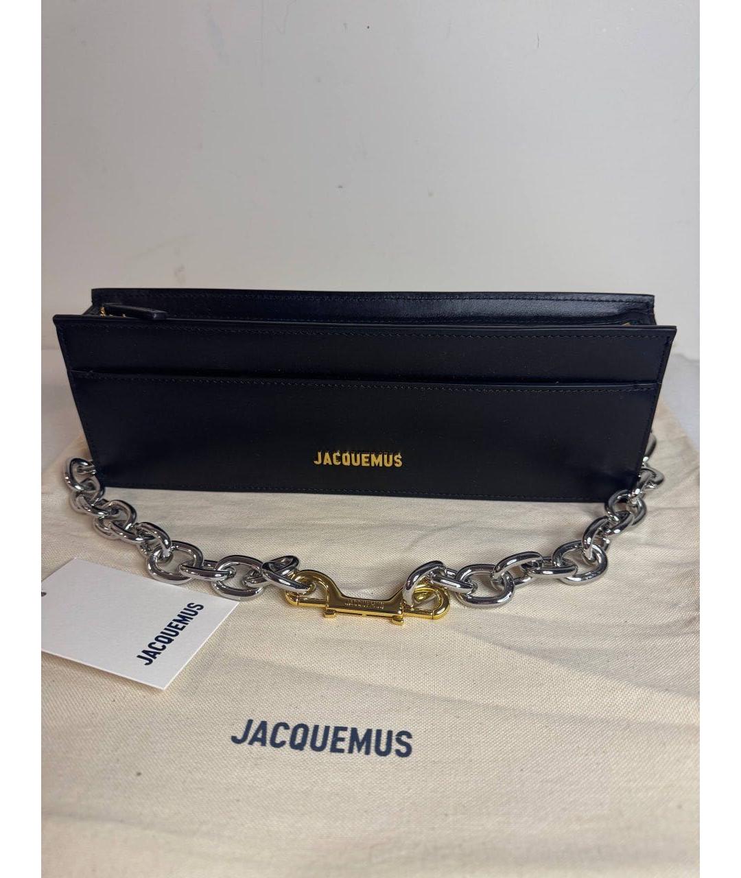 JACQUEMUS Черная кожаная сумка через плечо, фото 9