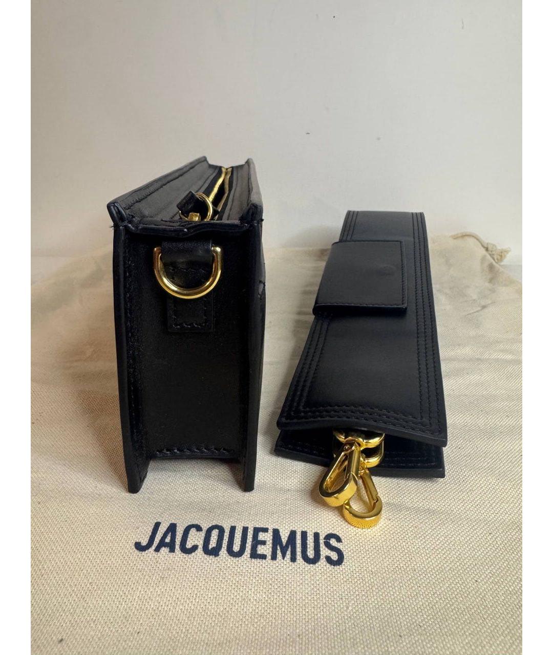 JACQUEMUS Черная кожаная сумка через плечо, фото 7