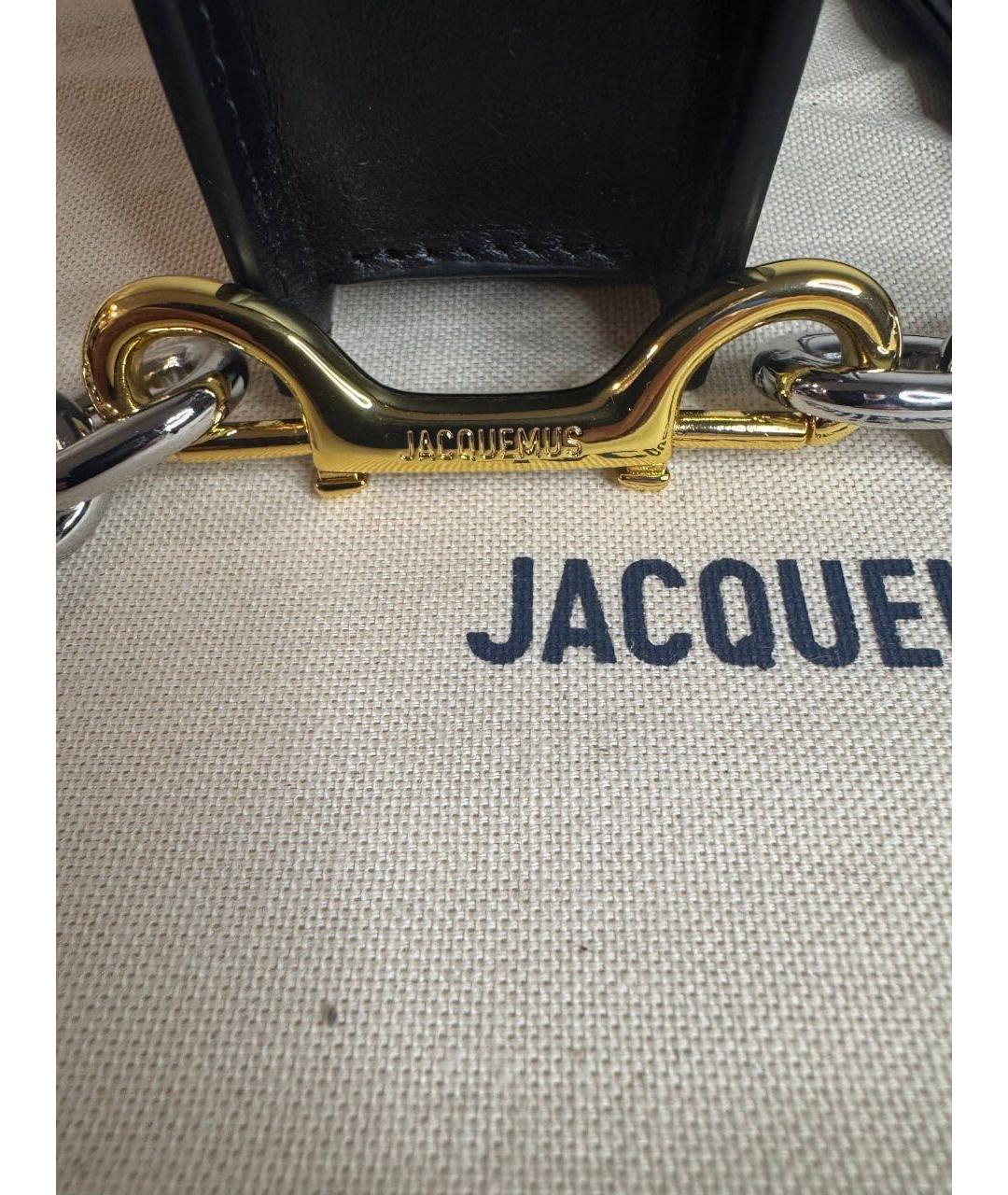 JACQUEMUS Черная кожаная сумка через плечо, фото 6