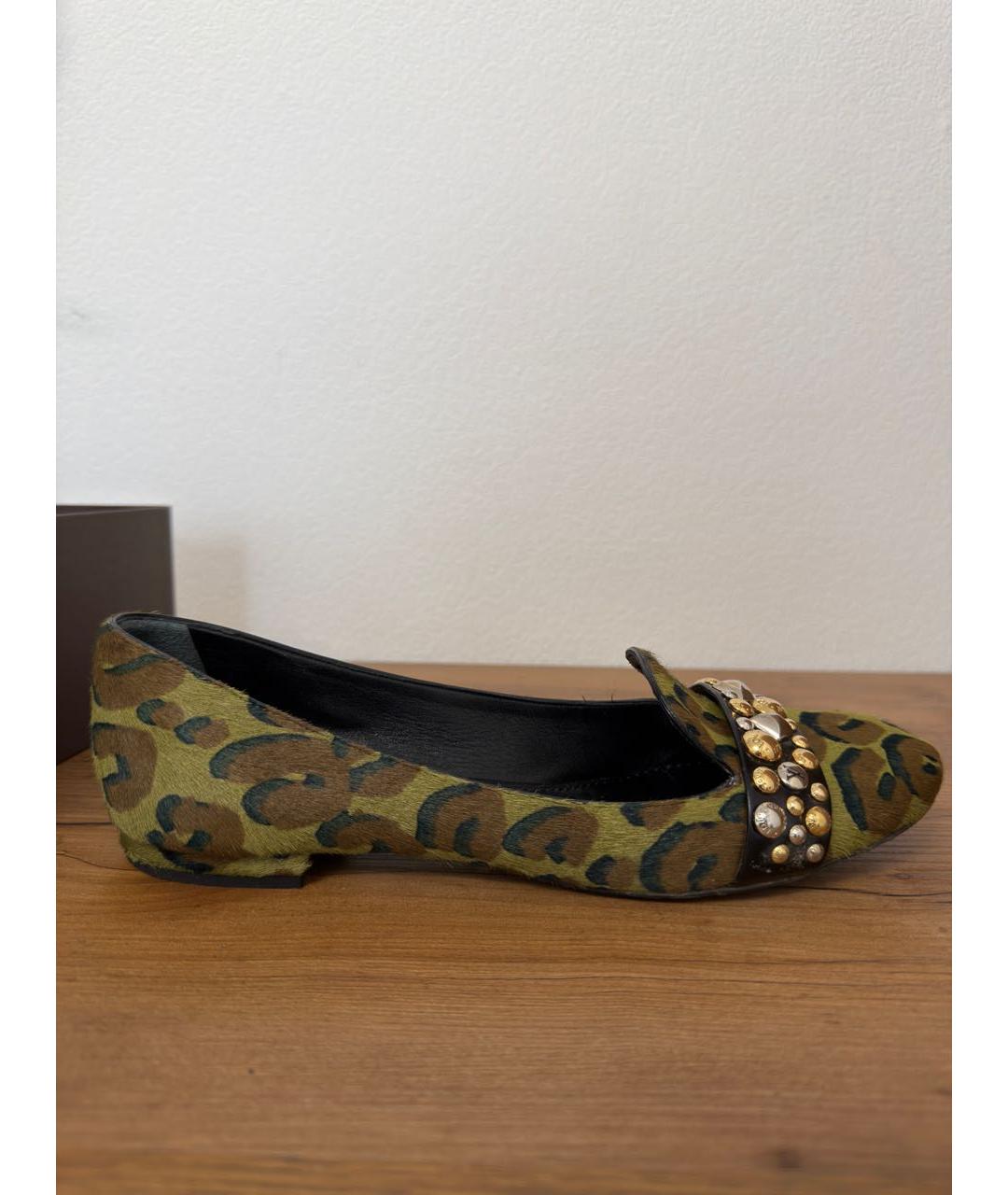 LOUIS VUITTON Хаки кожаные лоферы, фото 5