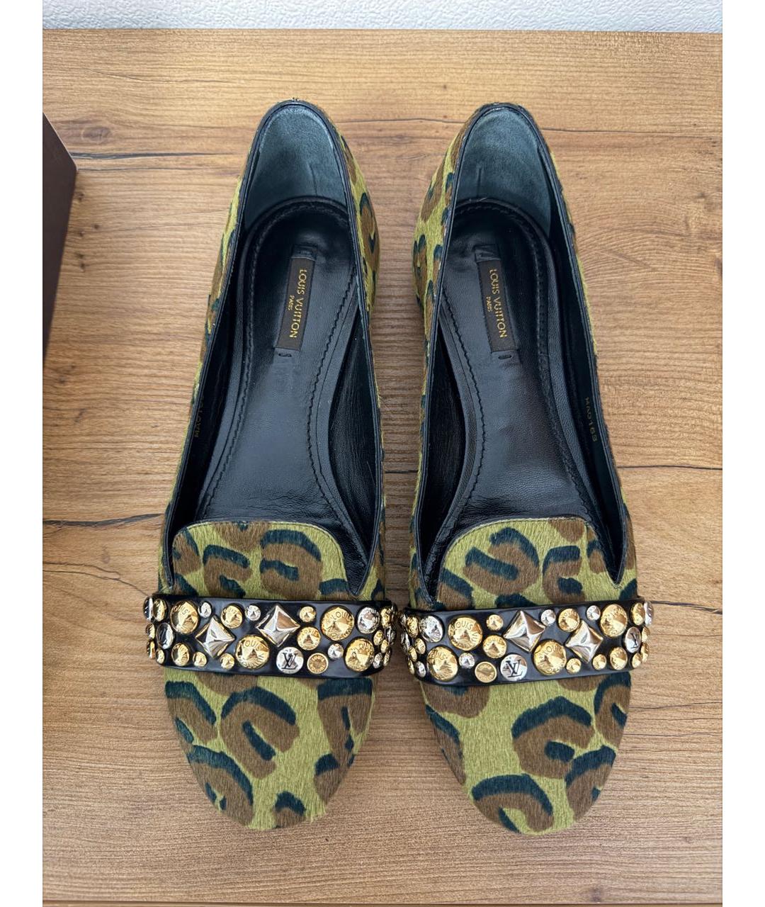 LOUIS VUITTON Хаки кожаные лоферы, фото 2