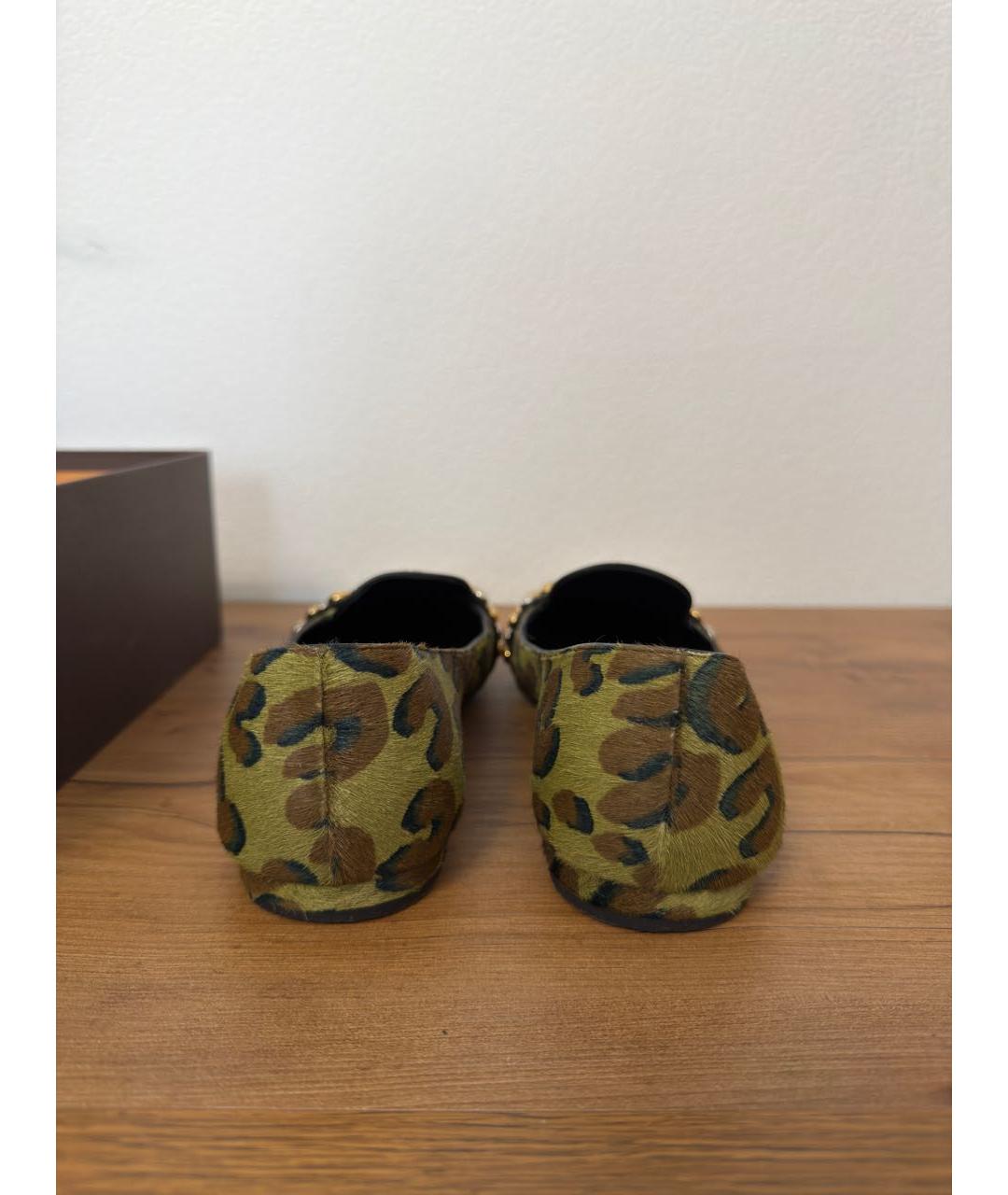 LOUIS VUITTON Хаки кожаные лоферы, фото 4